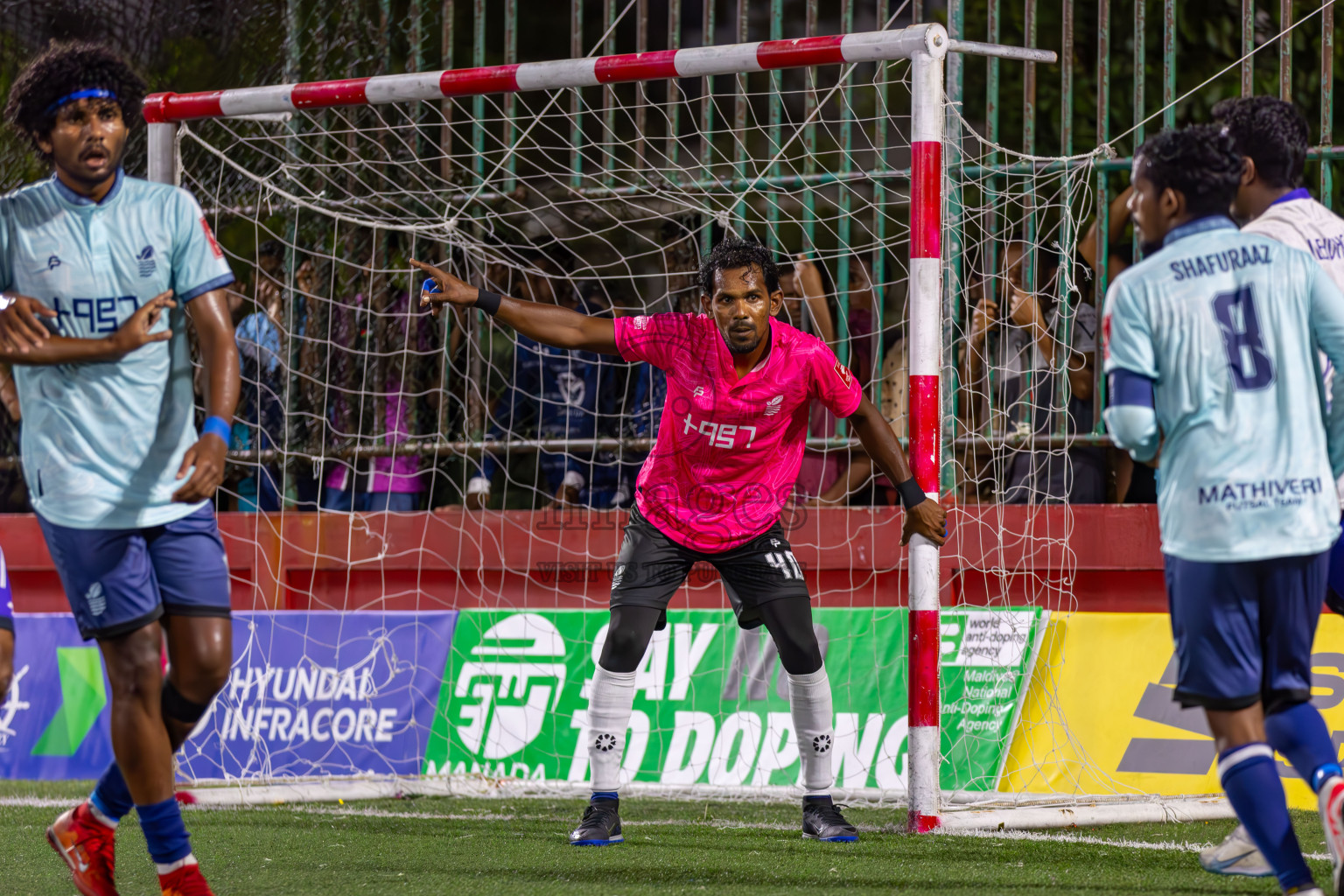 F Bilehdhoo vs AA Mathiveri in Round of 16 on Day 40 of Golden Futsal Challenge 2024 which was held on Tuesday, 27th February 2024, in Hulhumale', Maldives Photos: Ismail Thoriq / images.mv