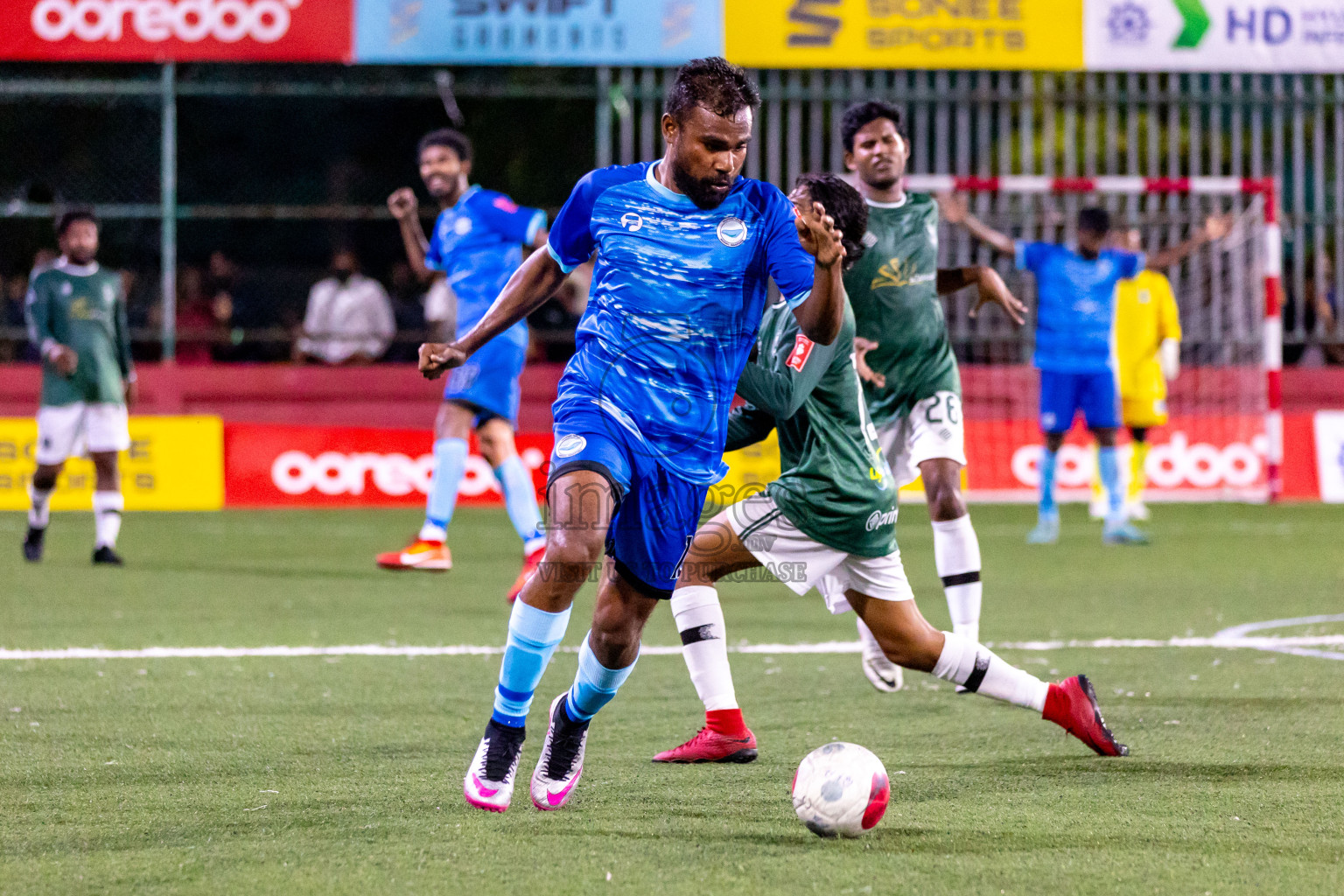 N Miladhoo vs N Maafaru in Day 6 of Golden Futsal Challenge 2024 was held on Saturday, 20th January 2024, in Hulhumale', Maldives Photos: Hassan Simah / images.mv