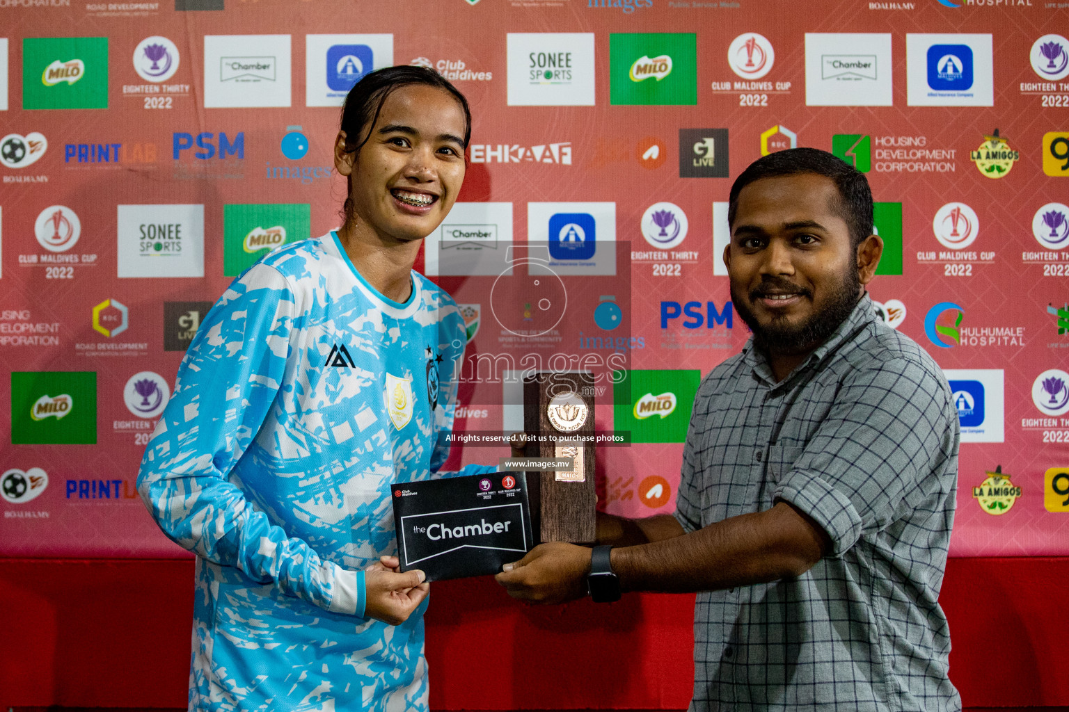 MPL vs Club MYS in Eighteen Thirty Women's Futsal Fiesta 2022 was held in Hulhumale', Maldives on Monday, 21st October 2022. Photos: Hassan Simah / images.mv