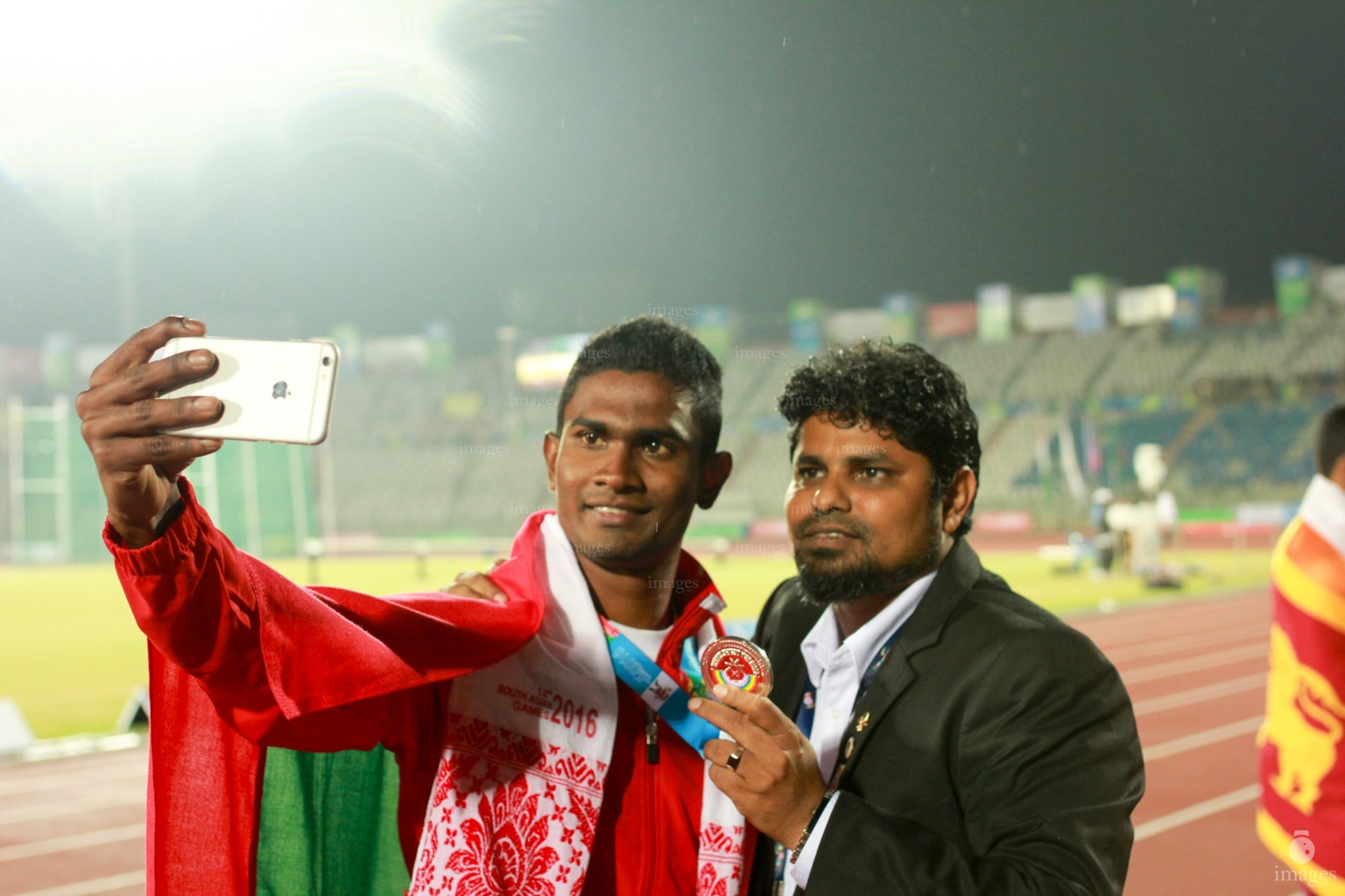 Hassan Said wins the 100m silver medal in the South Asian Games in Guwahati, India, Tuesday, February. 09, 2016. Said won the silver medal in the event(Images.mv Photo/ Hussain Sinan).