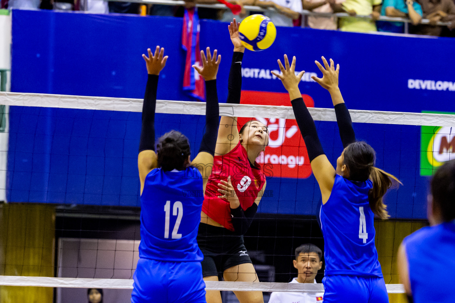 Kyrgyzstan vs Nepal in Semi Final of CAVA U20 Woman's Volleyball Championship 2024 was held in Social Center, Male', Maldives on 22nd July 2024. Photos: Nausham Waheed / images.mv