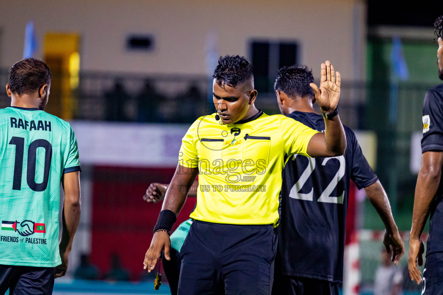 Much Black vs Naalaafushi YC in Day 1 of Laamehi Dhiggaru Ekuveri Futsal Challenge 2024 was held on Friday, 26th July 2024, at Dhiggaru Futsal Ground, Dhiggaru, Maldives Photos: Nausham Waheed / images.mv