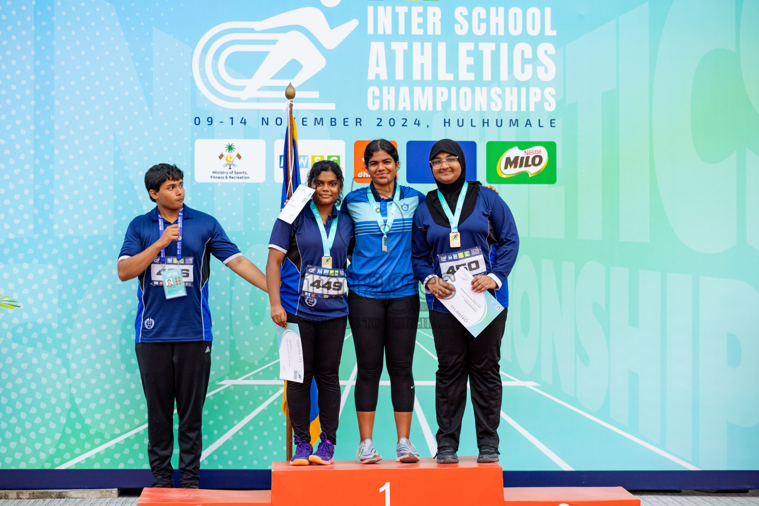 Day 2 of MWSC Interschool Athletics Championships 2024 held in Hulhumale Running Track, Hulhumale, Maldives on Sunday, 10th November 2024. 
Photos by: Hassan Simah / Images.mv