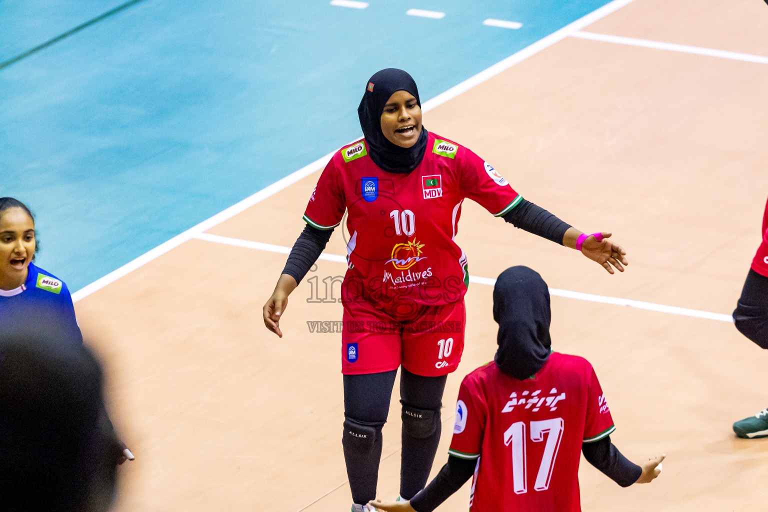 Sri Lanka vs Maldives in Semi Final of CAVA U20 Woman's Volleyball Championship 2024 was held in Social Center, Male', Maldives on 22nd July 2024. Photos: Nausham Waheed / images.mv