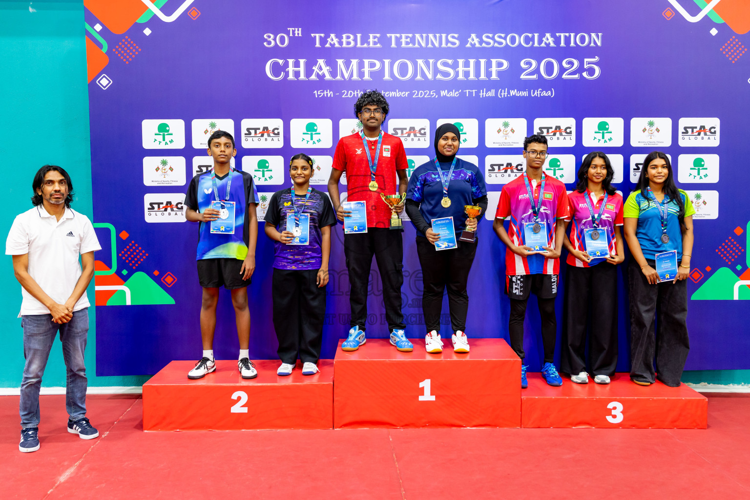 Finals of 30th Table Tennis Association Championship 2025 was held on Saturday, 20th September 2025 in Male' TT Hall, Male', Maldives. Photos: Nausham Waheed / images.mv