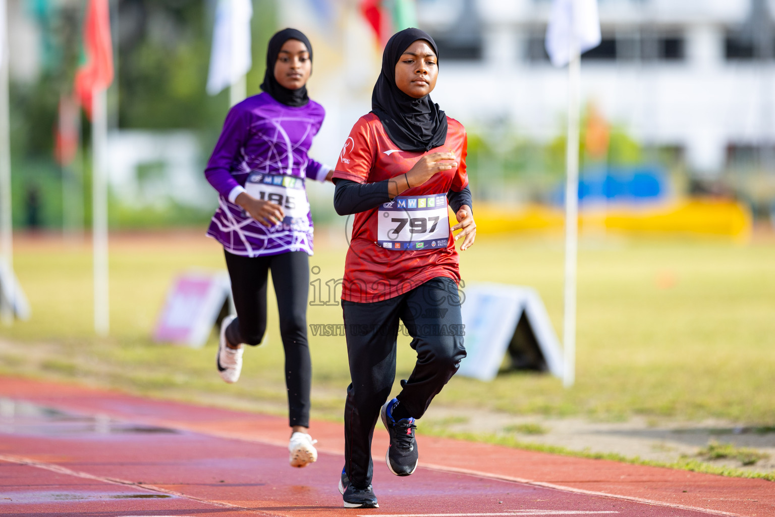 Day 1 of MWSC Interschool Athletics Championships 2024 held in Hulhumale Running Track, Hulhumale, Maldives on Saturday, 9th November 2024. 
Photos by: Ismail Thoriq / images.mv