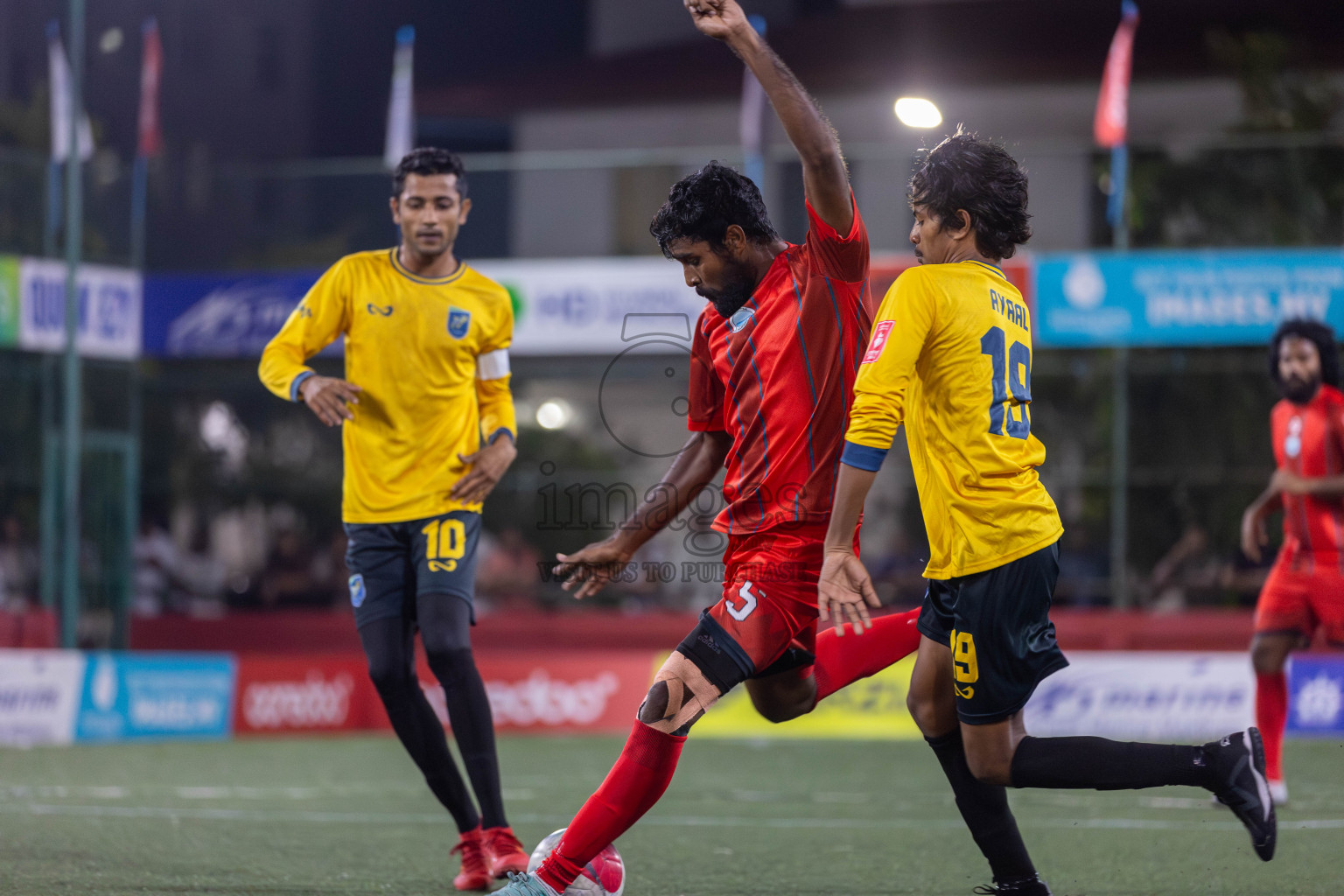 N Velidhoo vs N Maafaru in Day 18 of Golden Futsal Challenge 2024 was held on Thursday, 1st February 2024, in Hulhumale', Maldives Photos: Mohamed Mahfooz Moosa, / images.mv