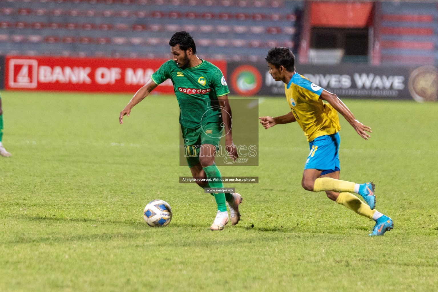 Club Valencia vs Maziya SRC in Ooredoo Dhivehi Premier League 2021/22 on 06 July 2022, held in National Football Stadium, Male', Maldives