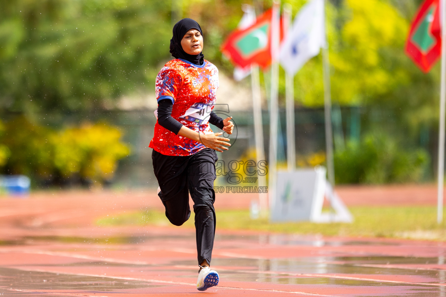 Day 1 of MWSC Interschool Athletics Championships 2024 held in Hulhumale Running Track, Hulhumale, Maldives on Saturday, 9th November 2024. 
Photos by: Ismail Thoriq / images.mv