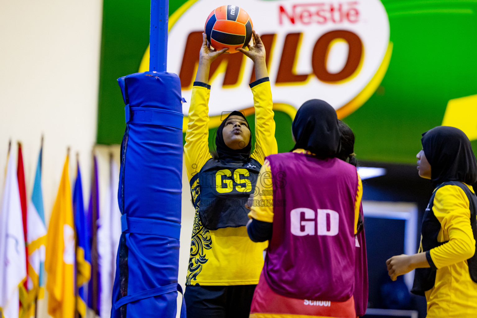 Day 6 of 25th Inter-School Netball Tournament was held in Social Center at Male', Maldives on Thursday, 15th August 2024. Photos: Nausham Waheed / images.mv