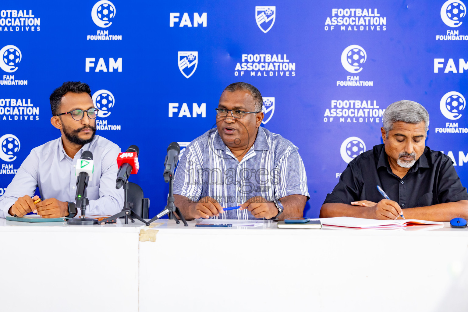 Press conference by FAM Normalization Committee was held at National Stadium in Male', Maldives on Sunday, 18th September 2024. Photos: Nausham Waheed / images.mv