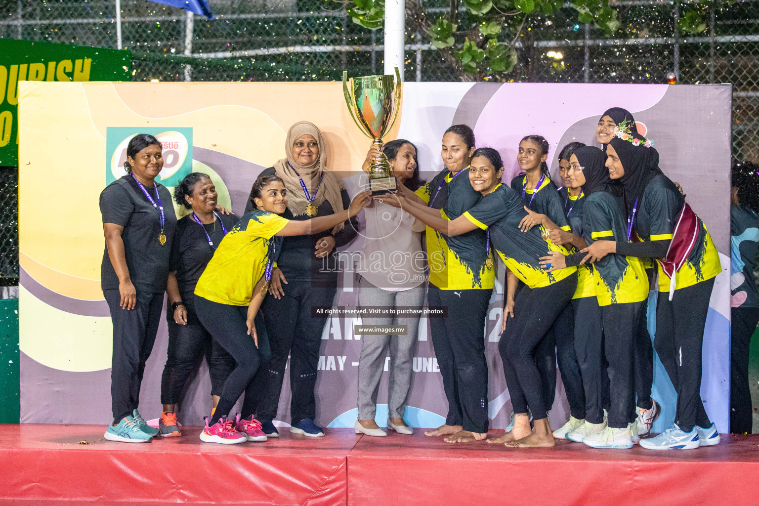 Final of 20th Milo National Netball Tournament 2023, held in Synthetic Netball Court, Male', Maldives on 11th June 2023 Photos: Nausham Waheed/ Images.mv