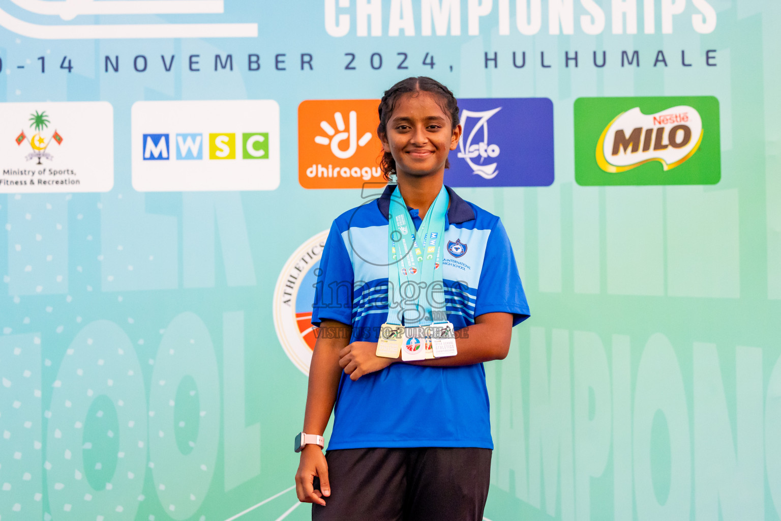 Day 6 of MWSC Interschool Athletics Championships 2024 held in Hulhumale Running Track, Hulhumale, Maldives on Thursday, 14th November 2024. Photos by: Nausham Waheed / Images.mv