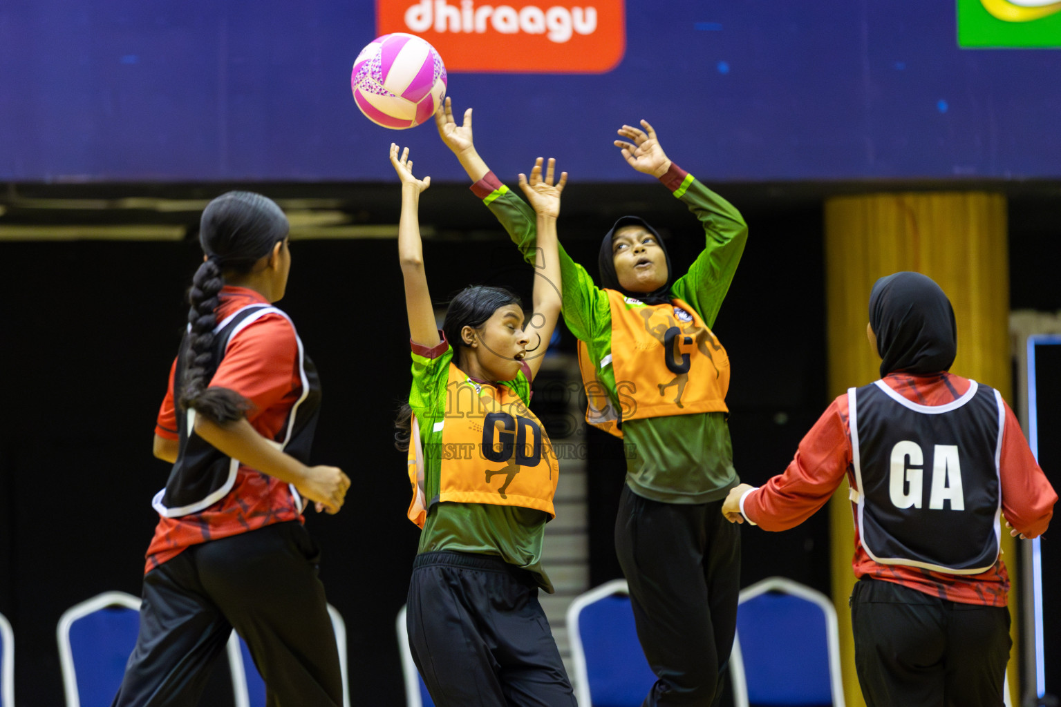 Fionti A team vs AIS Netball Academy in Day 3 of 3rd Netball Junior Championship, held at Social Center on Wednesday 22nd January 2025 . Photos: Shuu Abdul Sattar / images.mv