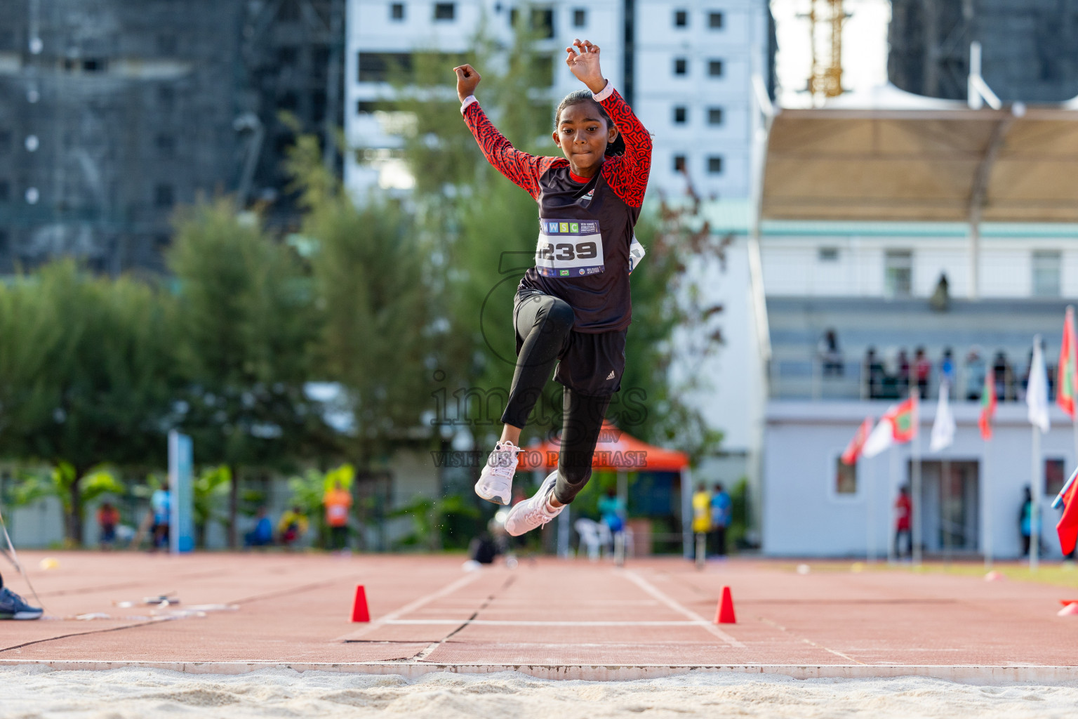 Day 2 of MWSC Interschool Athletics Championships 2024 held in Hulhumale Running Track, Hulhumale, Maldives on Sunday, 10th November 2024. 
Photos by: Hassan Simah / Images.mv