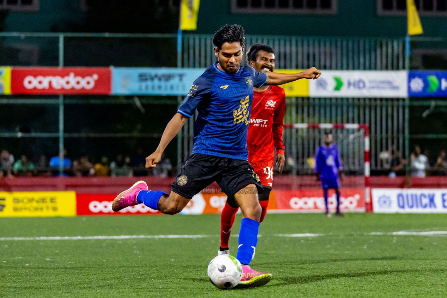 M Dhiggaru VS M Muli in Day 25 of Golden Futsal Challenge 2024 was held on Thursday , 8th February 2024 in Hulhumale', Maldives Photos: Nausham Waheed / images.mv