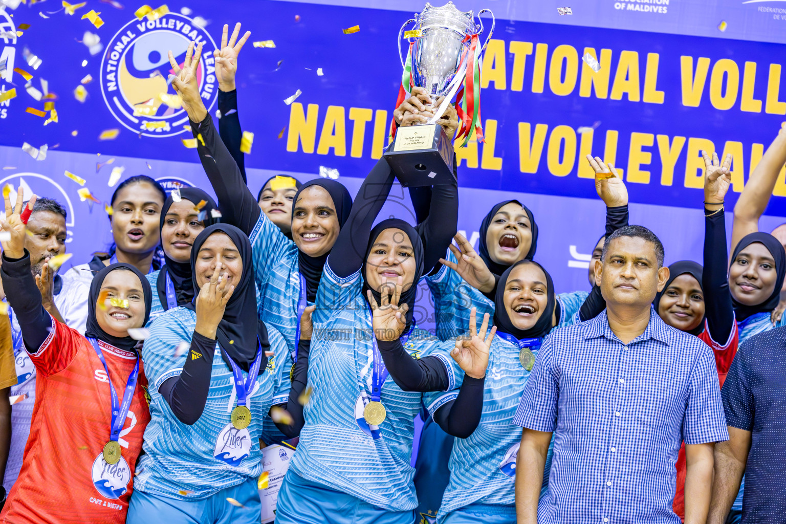 Club WAMCO vs Police Club in the final of National Volleyball Championship 2024 (women's division) was held in Social Center Indoor Hall on Thursday, 24th October 2024. 
Photos: Ismail Thoriq / images.mv