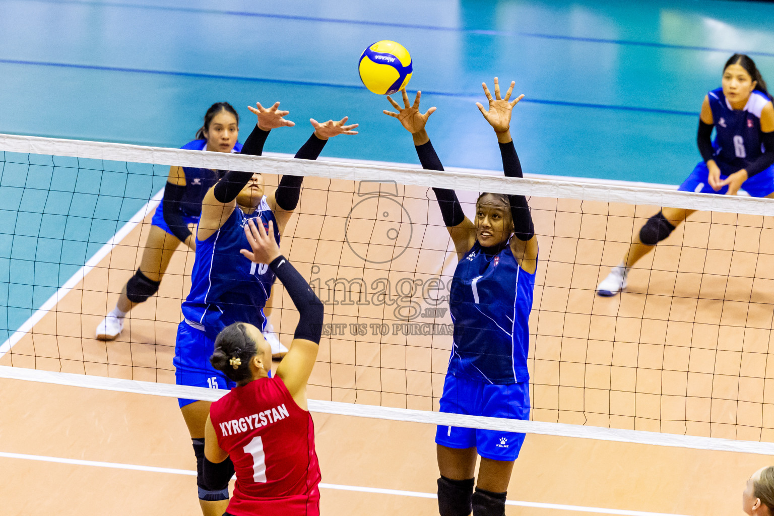 Kyrgyzstan vs Nepal in Semi Final of CAVA U20 Woman's Volleyball Championship 2024 was held in Social Center, Male', Maldives on 22nd July 2024. Photos: Nausham Waheed / images.mv