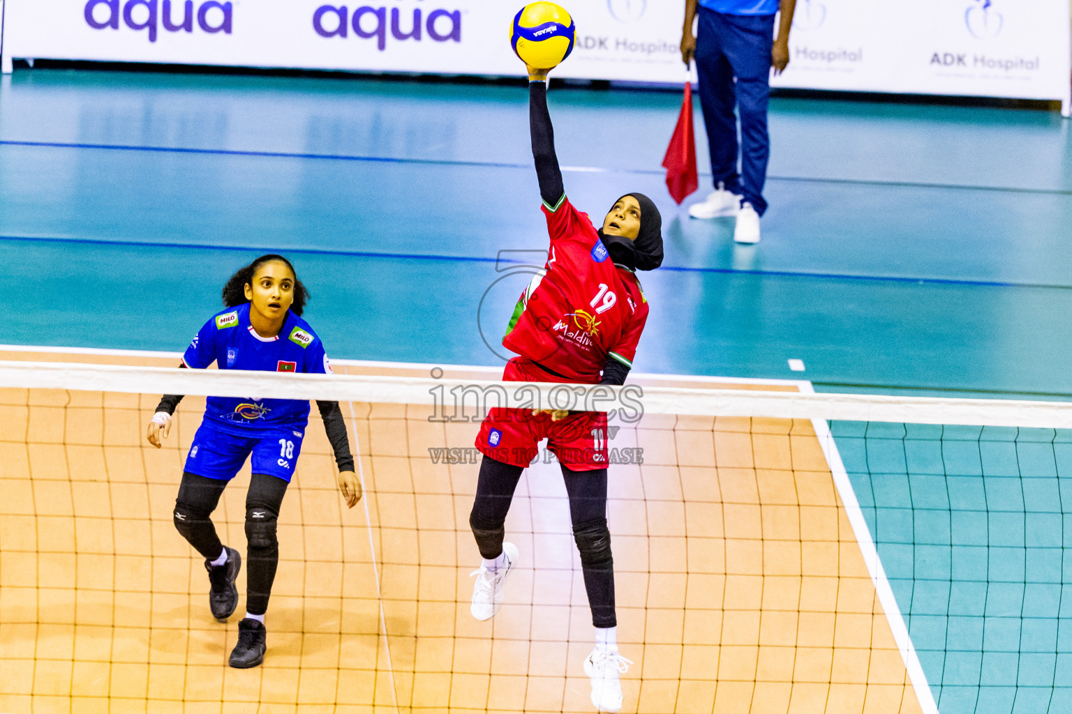 Nepal vs Maldives in Day 3 of CAVA U20 Woman's Volleyball Championship 2024 was held in Social Center, Male', Maldives on 20th July 2024. Photos: Nausham Waheed / images.mv