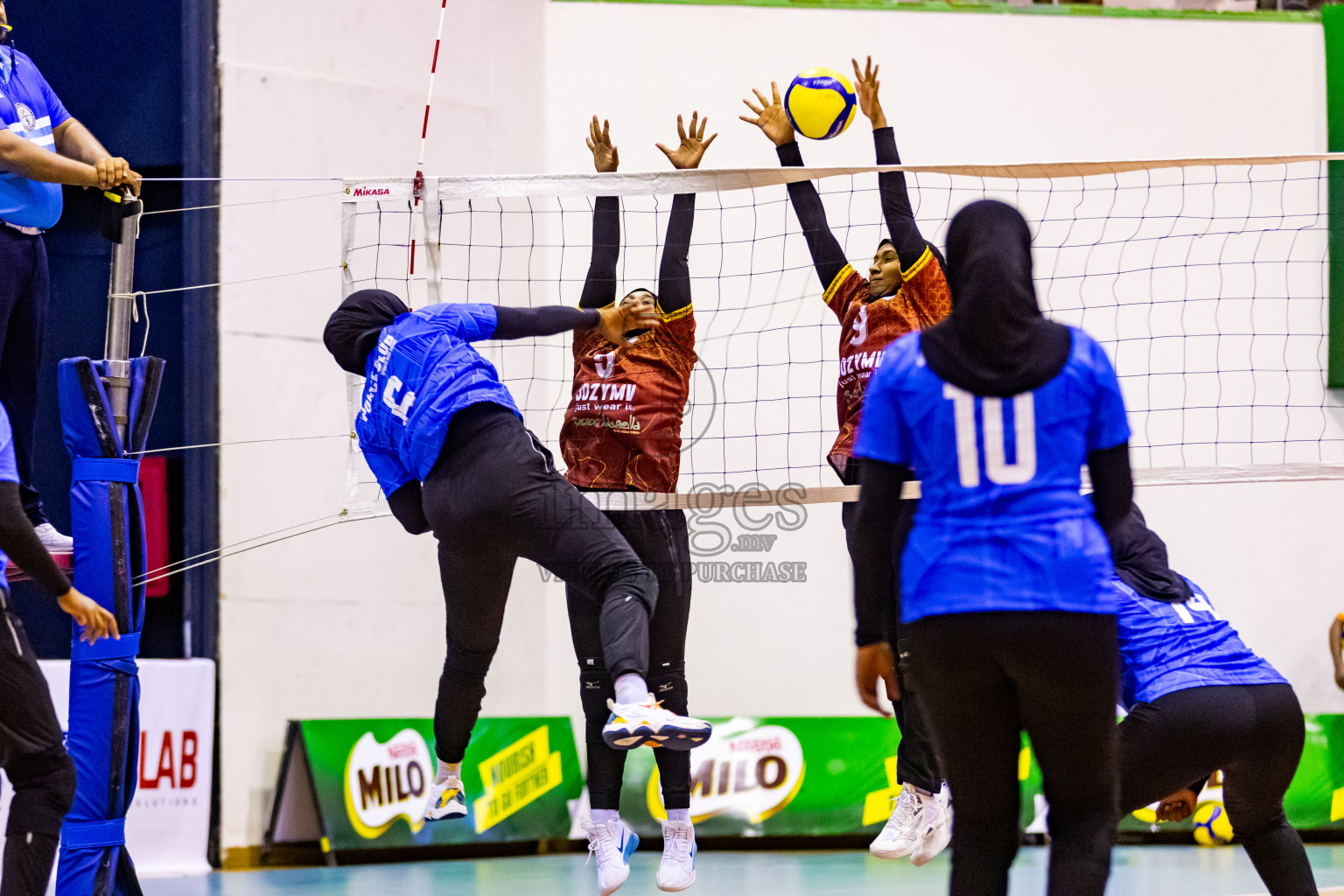 Day 1 of Women's Division of Milo VAM Cup 2024 held in Male', Maldives on Tuesday, 8th July 2024 at Social Center Indoor Hall Photos By: Nausham Waheed / images.mv