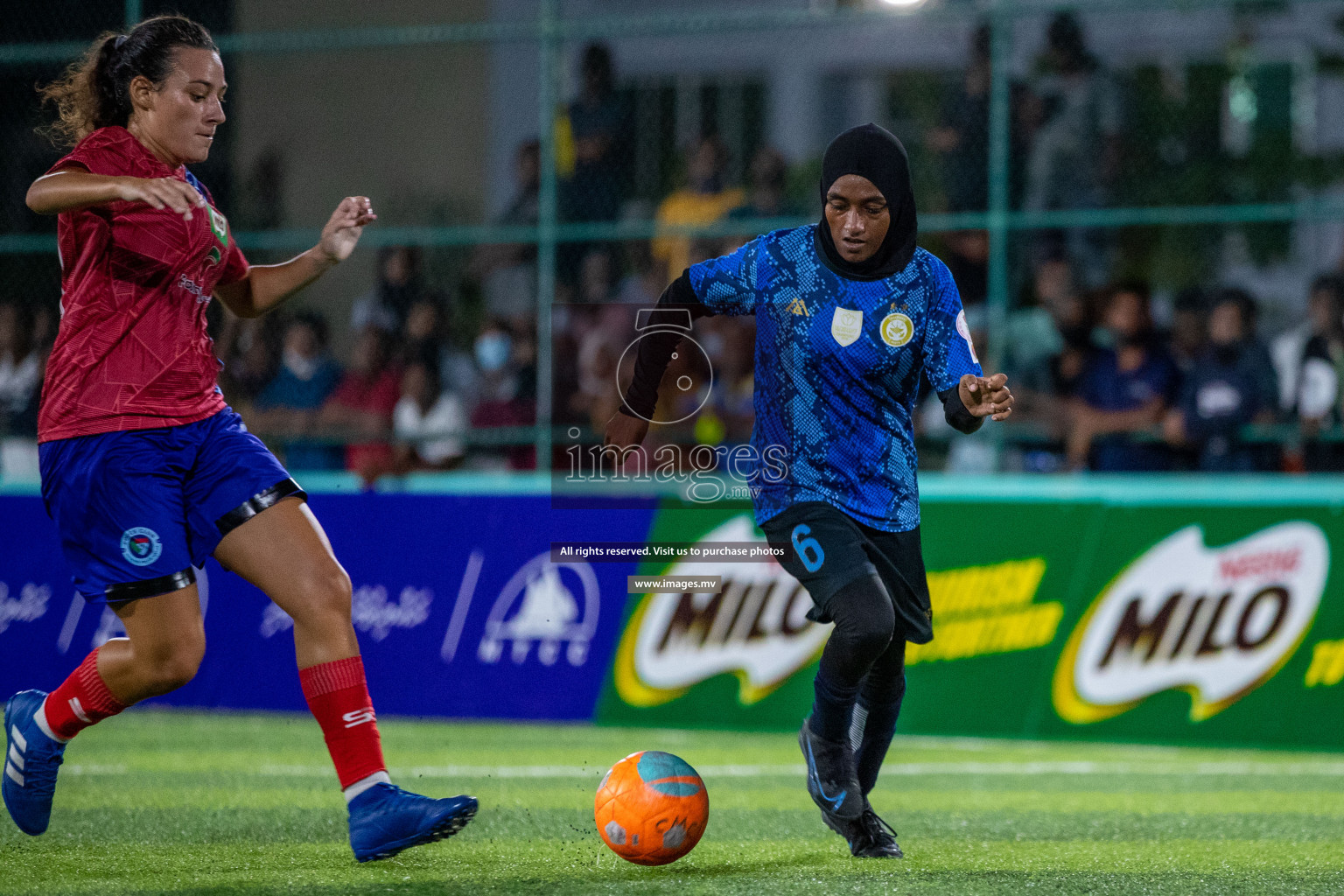 MPL vs Police Club in the Semi Finals of 18/30 Women's Futsal Fiesta 2021 held in Hulhumale, Maldives on 14th December 2021. Photos: Ismail Thoriq / images.mv