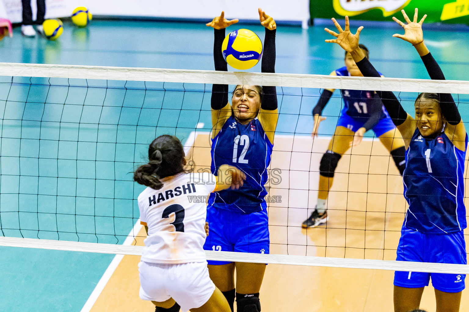 Nepal vs Sri Lanka in Day 1 of CAVA U20 Woman's Volleyball Championship 2024 was held in Social Center, Male', Maldives on 18th July 2024. Photos: Nausham Waheed / images.mv