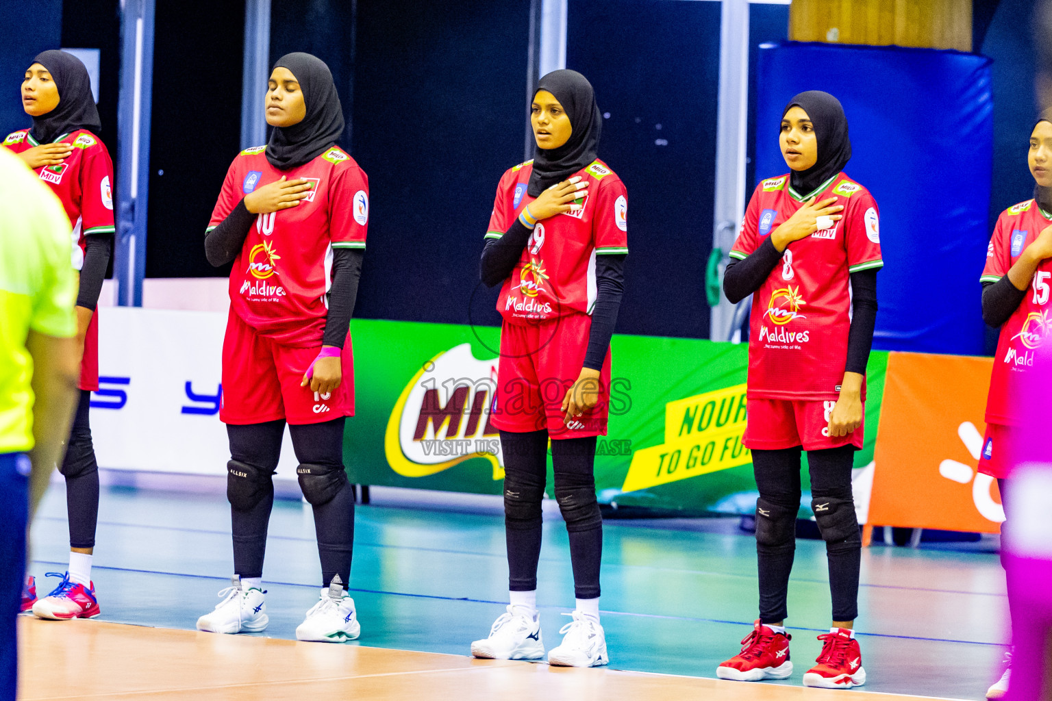 Nepal vs Maldives in Day 3 of CAVA U20 Woman's Volleyball Championship 2024 was held in Social Center, Male', Maldives on 20th July 2024. Photos: Nausham Waheed / images.mv