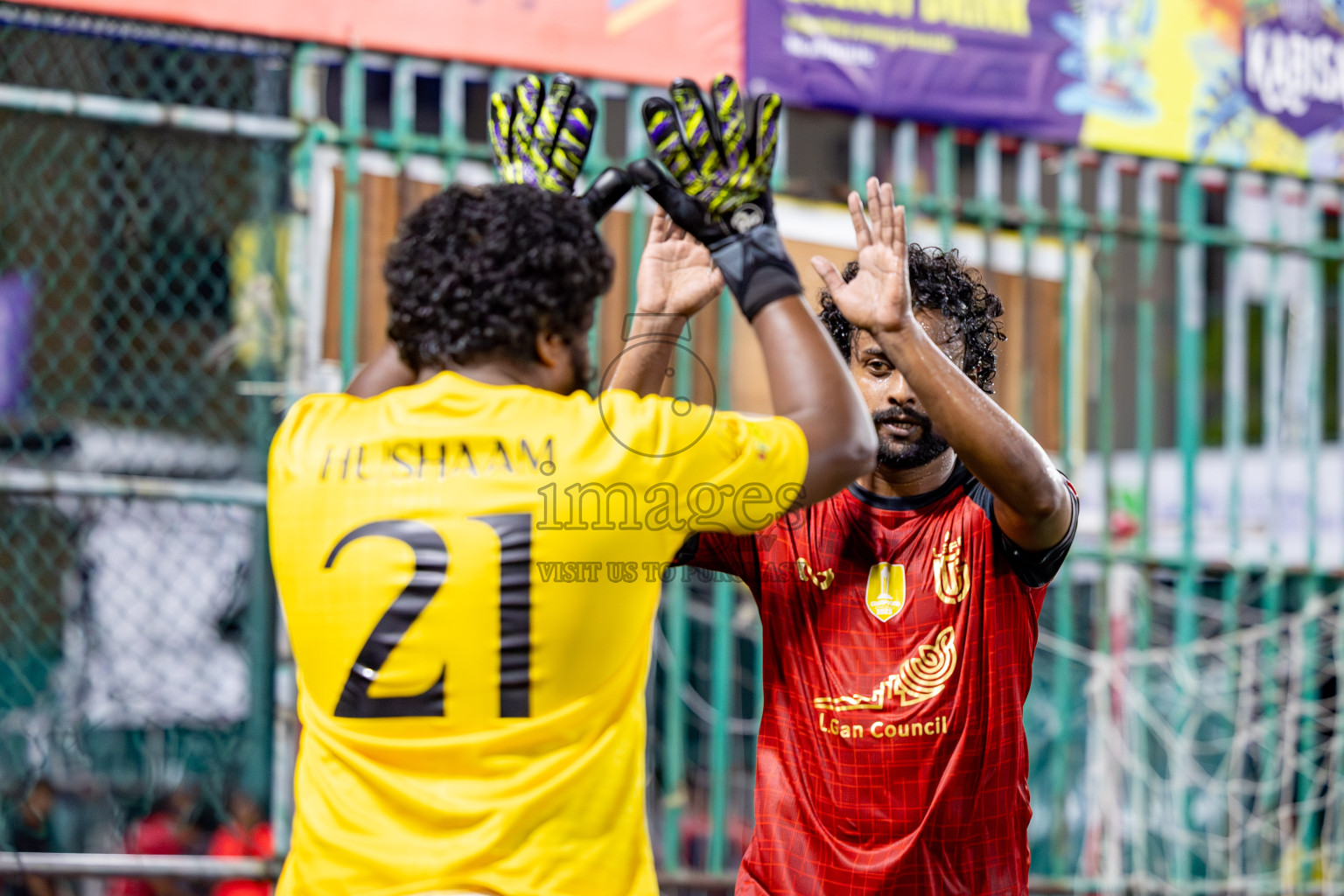 L. Gan VS HDh. Naivaadhoo in Round of 16 on Day 40 of Golden Futsal Challenge 2024 which was held on Tuesday, 27th February 2024, in Hulhumale', Maldives Photos: Hassan Simah / images.mv