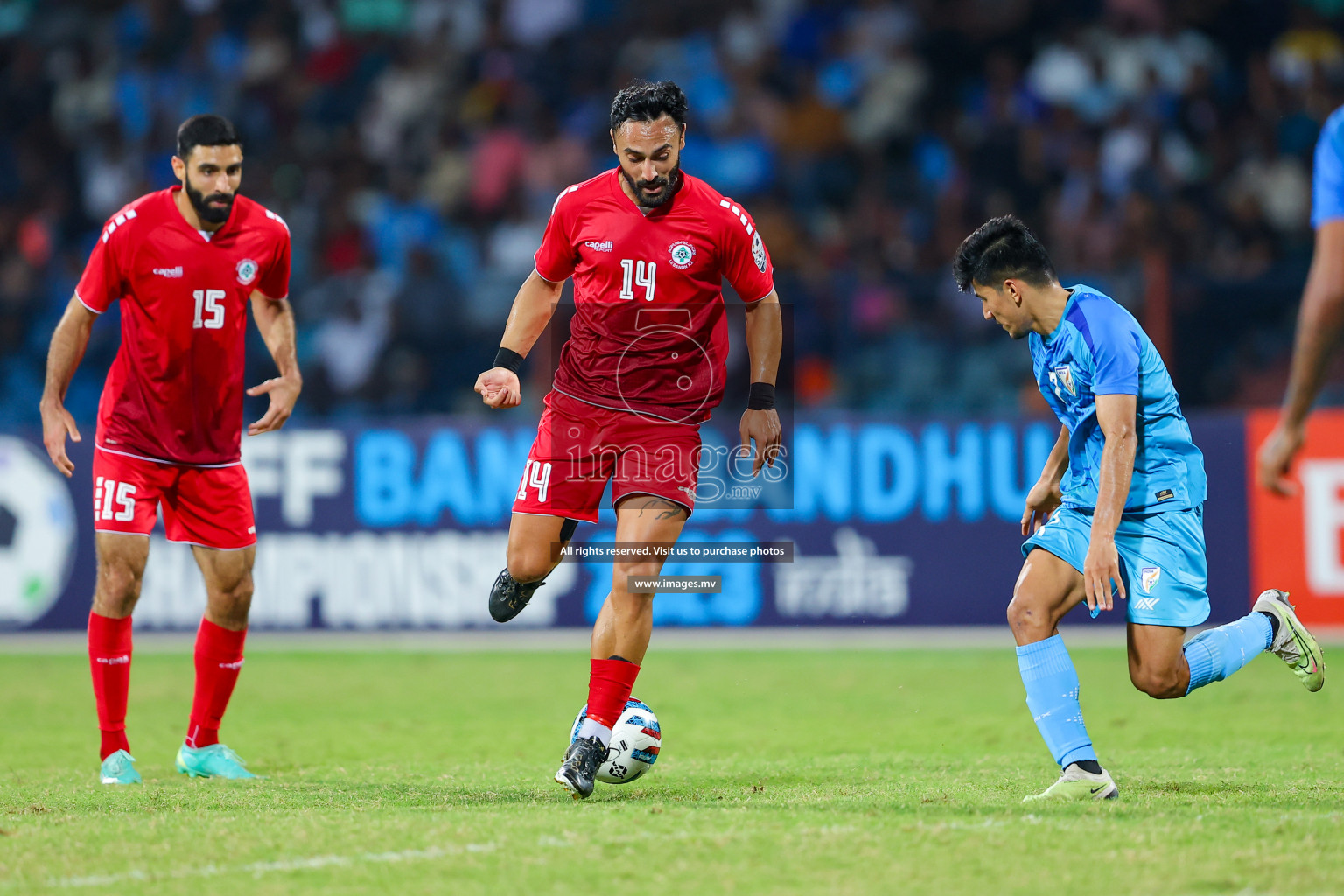 Lebanon vs India in the Semi-final of SAFF Championship 2023 held in Sree Kanteerava Stadium, Bengaluru, India, on Saturday, 1st July 2023. Photos: Nausham Waheed, Hassan Simah / images.mv