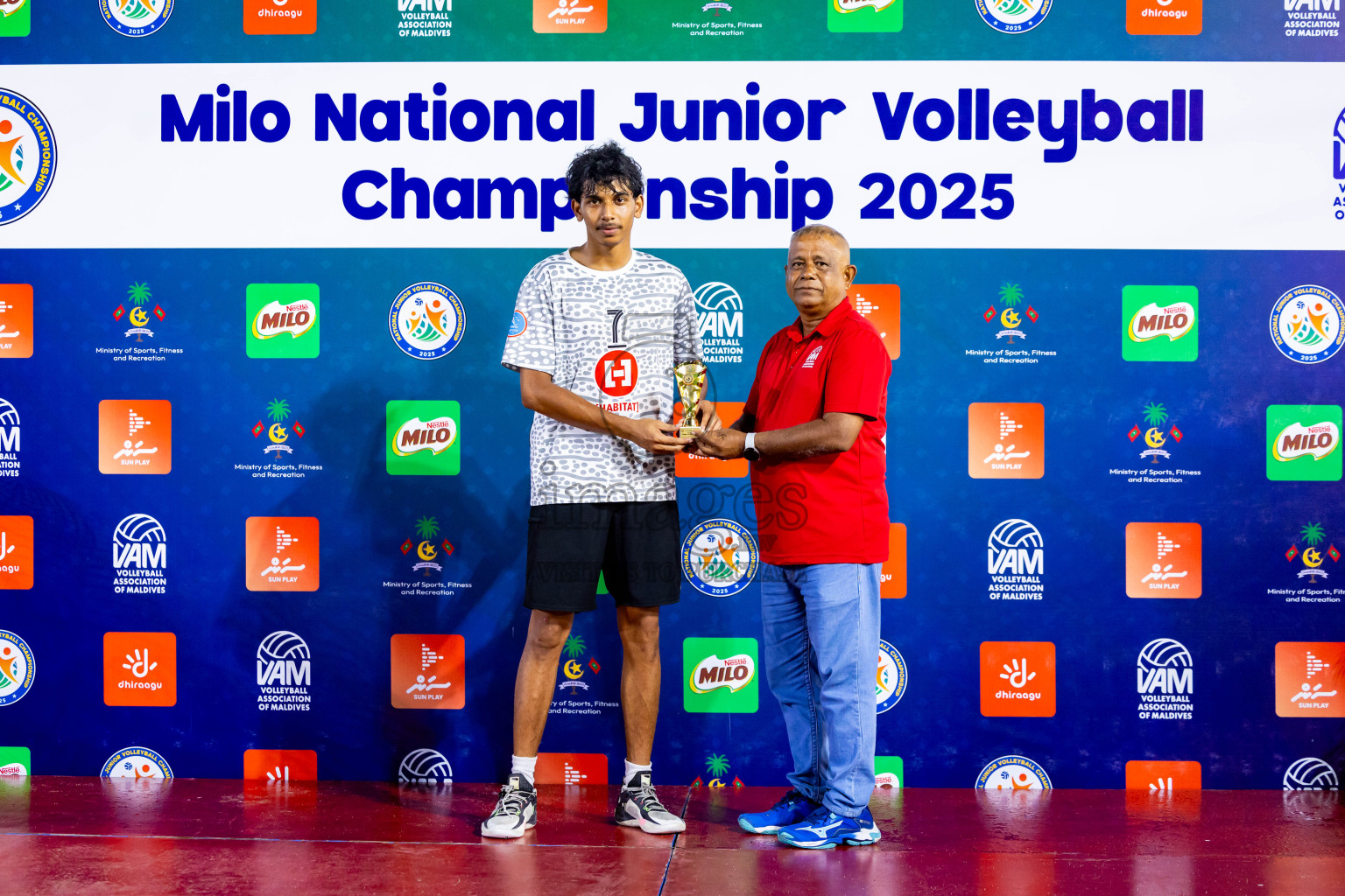Maathoda Sports Club vs Sports Club City in the Finals of Milo National Junior Volleyball Championship 2025 Men's Division was held on Sunday, 30th November 2025 at Ekuveni Turf Court Male', Maldives. Photos: Nausham Waheed / images.mv
