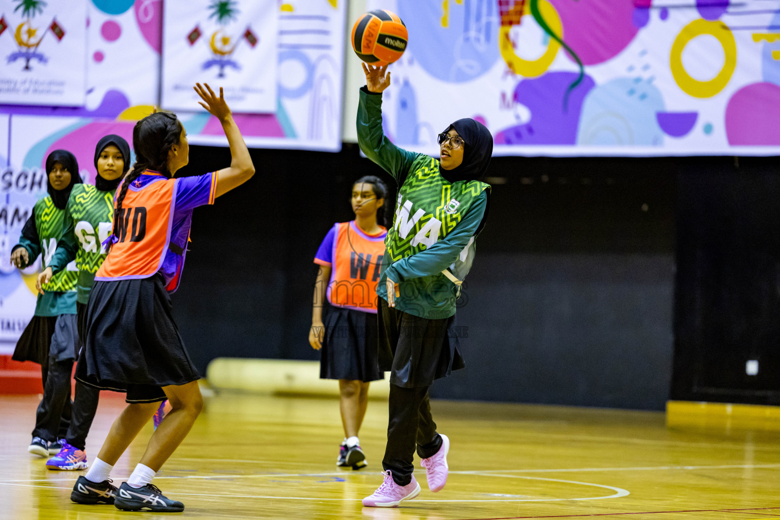 Day 4 of 25th Inter-School Netball Tournament was held in Social Center at Male', Maldives on Monday, 12th August 2024. Photos: Nausham Waheed / images.mv