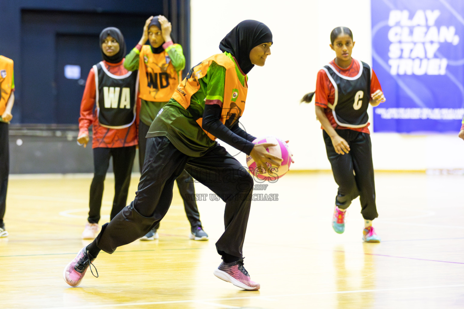 Fionti A team vs AIS Netball Academy in Day 3 of 3rd Netball Junior Championship, held at Social Center on Wednesday 22nd January 2025 . Photos: Shuu Abdul Sattar / images.mv