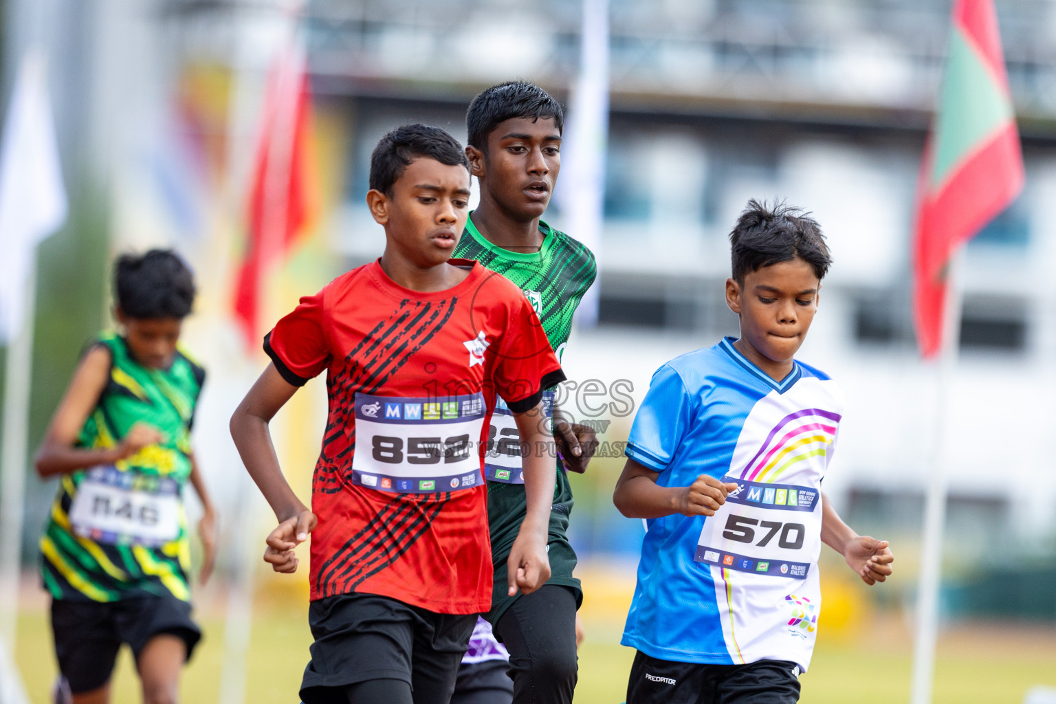 Day 1 of MWSC Interschool Athletics Championships 2024 held in Hulhumale Running Track, Hulhumale, Maldives on Saturday, 9th November 2024. 
Photos by: Ismail Thoriq / images.mv