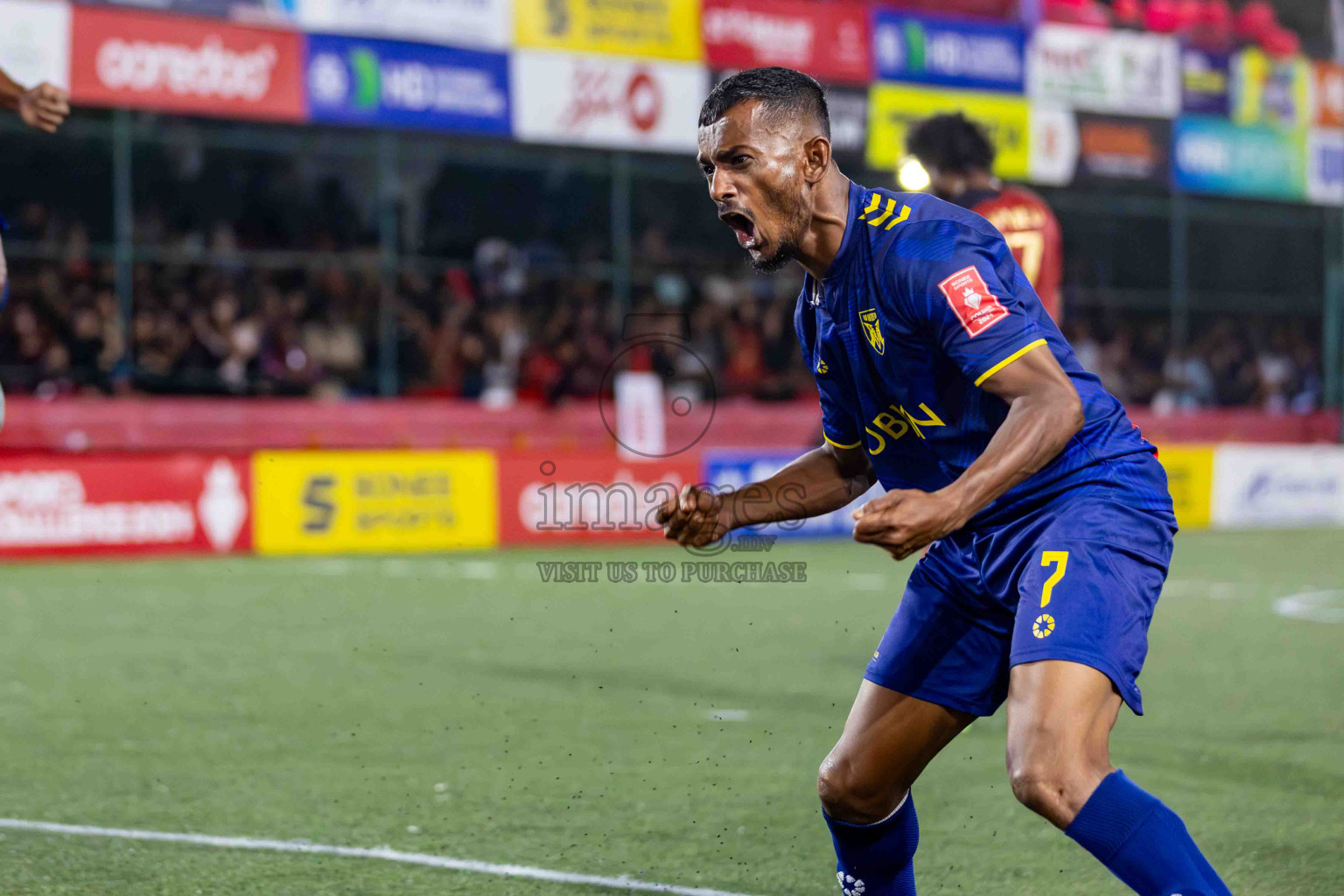 L. Gan VS B. Eydhafushi in the Finals of Golden Futsal Challenge 2024 which was held on Thursday, 7th March 2024, in Hulhumale', Maldives. 
Photos: Hassan Simah / images.mv