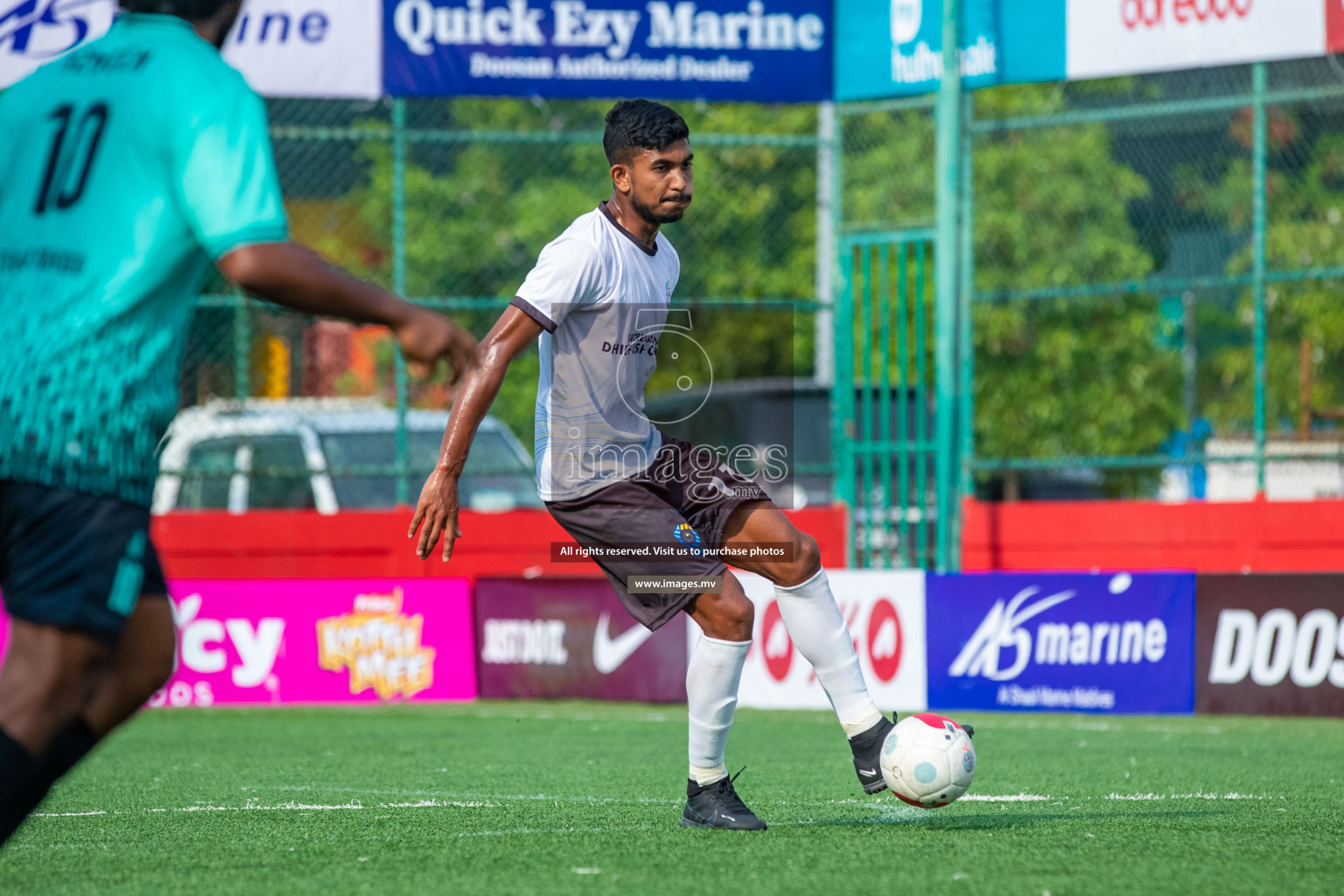 K. Dhiffushi vs K. Thulusdhoo in Day 6 of Golden Futsal Challenge 2023 on 10 February 2023 in Hulhumale, Male, Maldives