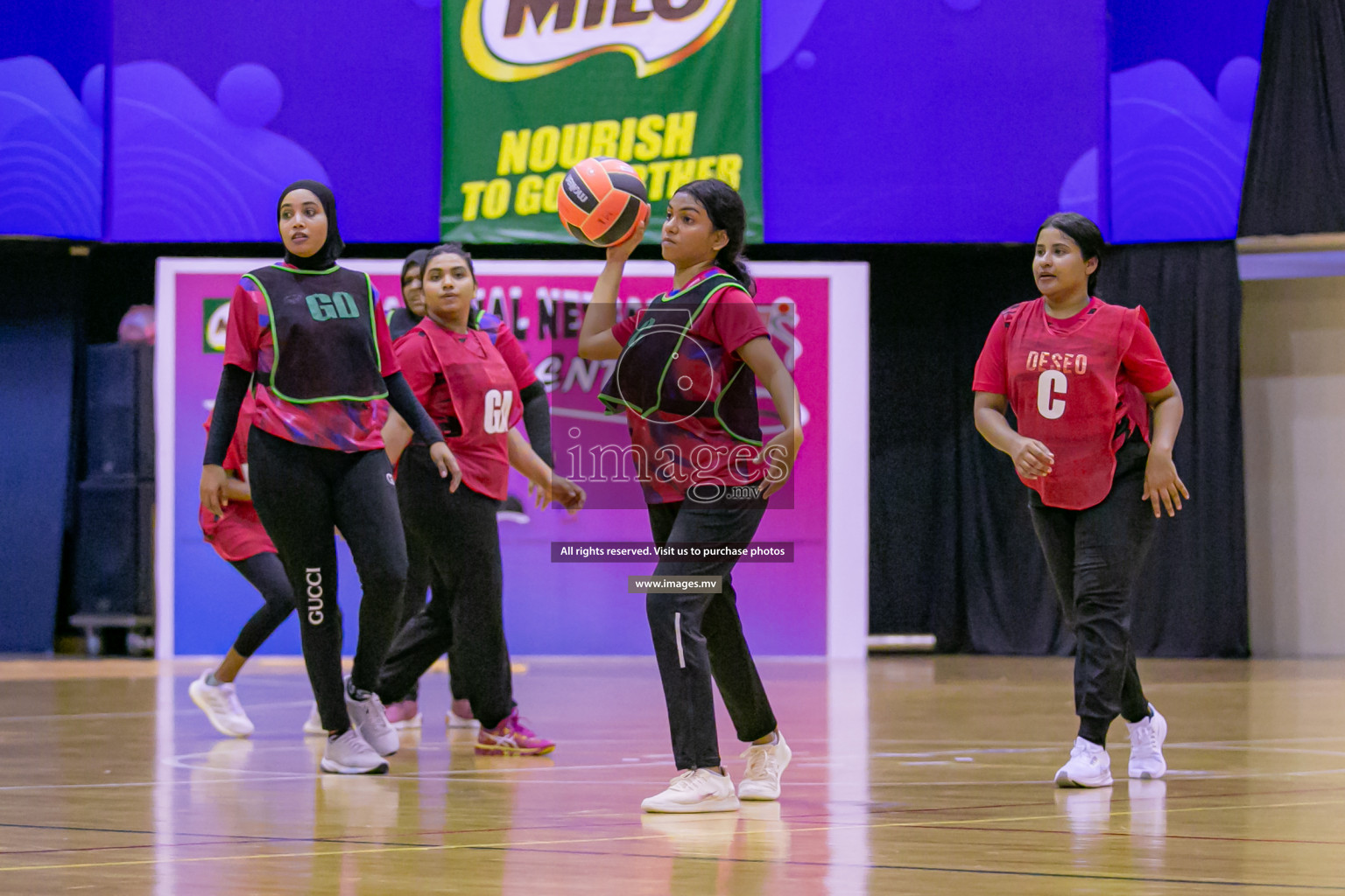 Lorenzo Sports Club vs United Unity Sports Club in the Milo National Netball Tournament 2022 on 17 July 2022, held in Social Center, Male', Maldives. Photographer: Ahmed Dhaadh / Images.mv