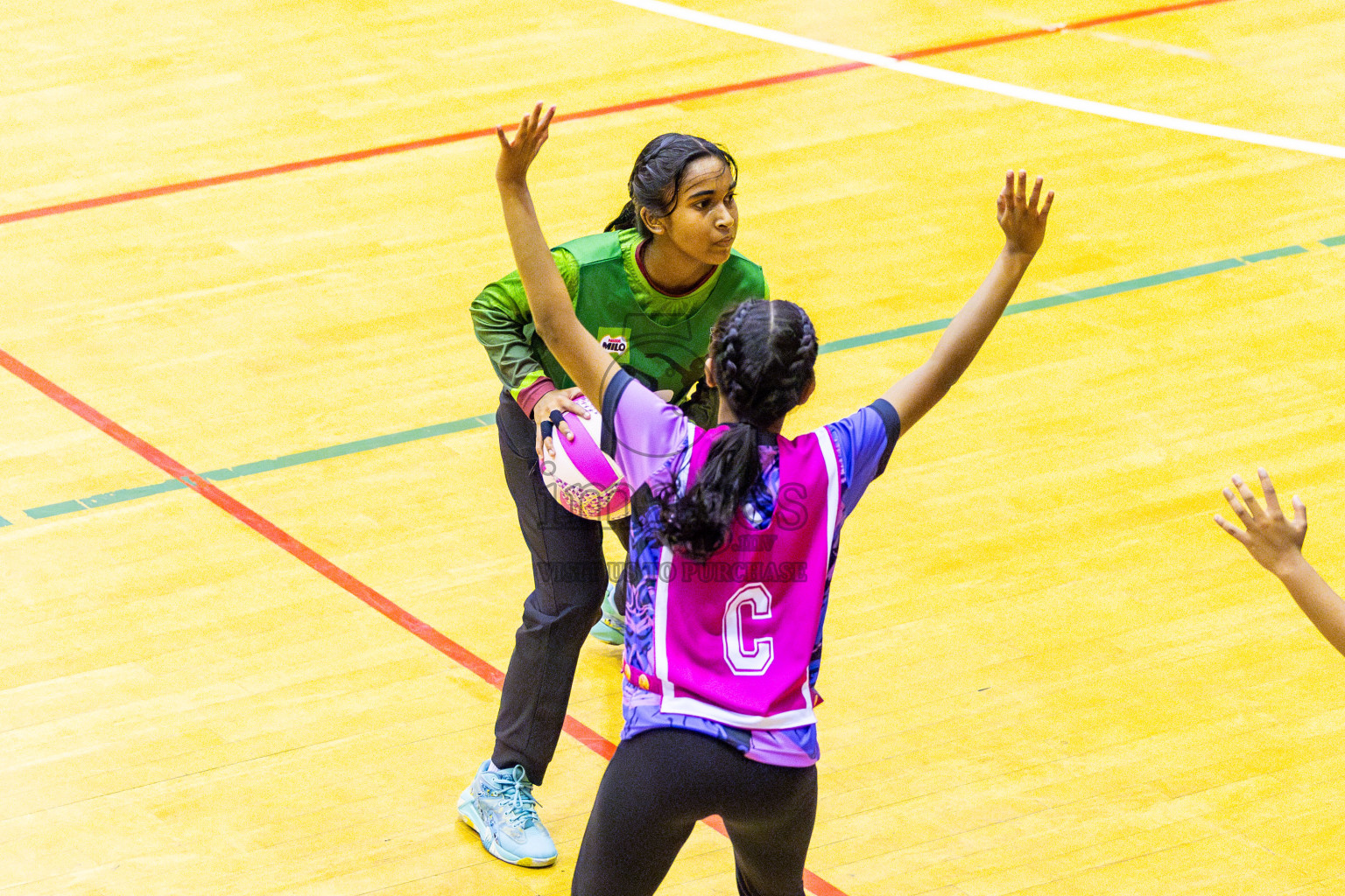 Fiontti Sports Club vs N Sports Academy A U15 Finals of 3rd Netball Junior Championship, held at Social Center on Saturday, 25th January 2025 . Photos: Nausham Waheed / images.mv