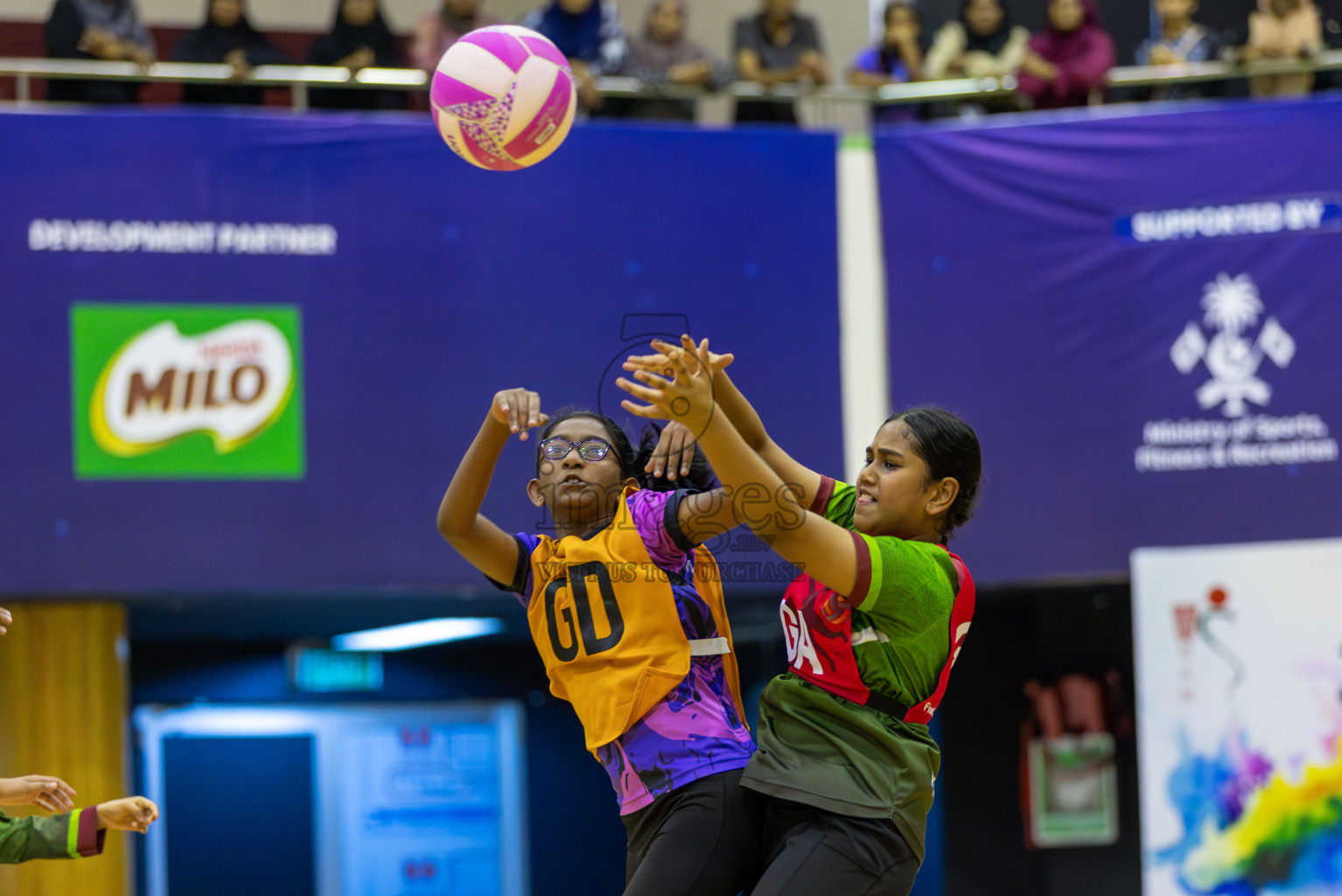 Fionti SA vs N sports in Day 3 of 3rd Netball Junior Championship, held at Social Center on Wednesday 22nd January 2025 . Photos: Shuu Abdul Sattar / images.mv