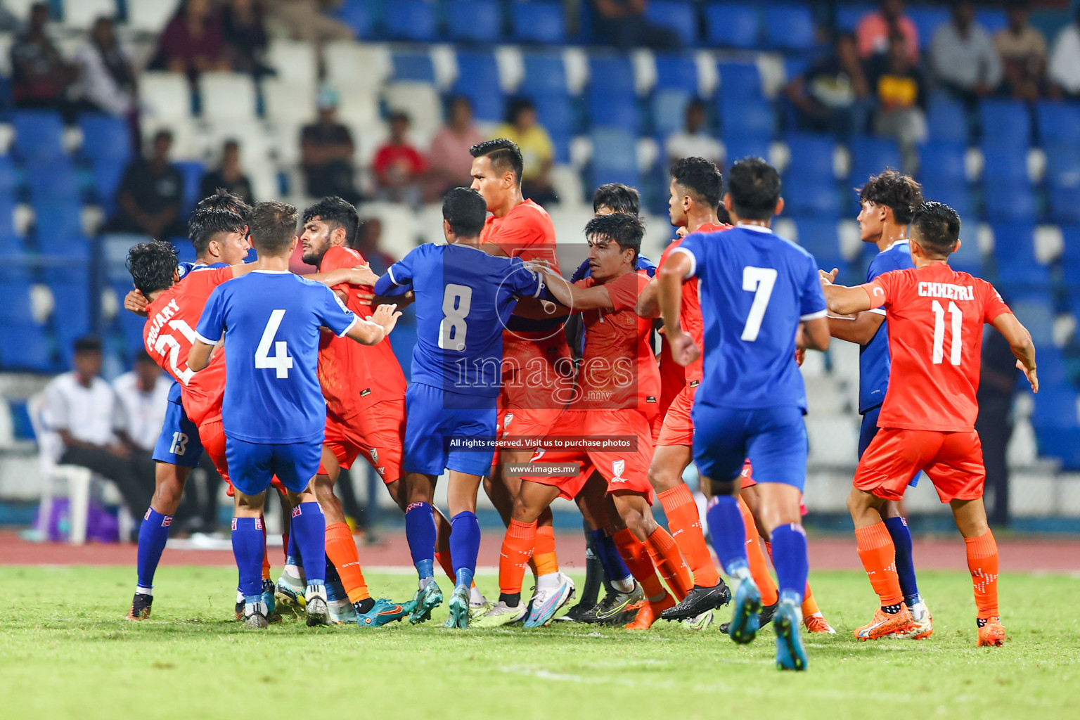 Nepal vs India in SAFF Championship 2023 held in Sree Kanteerava Stadium, Bengaluru, India, on Saturday, 24th June 2023. Photos: Nausham Waheed, Hassan Simah / images.mv