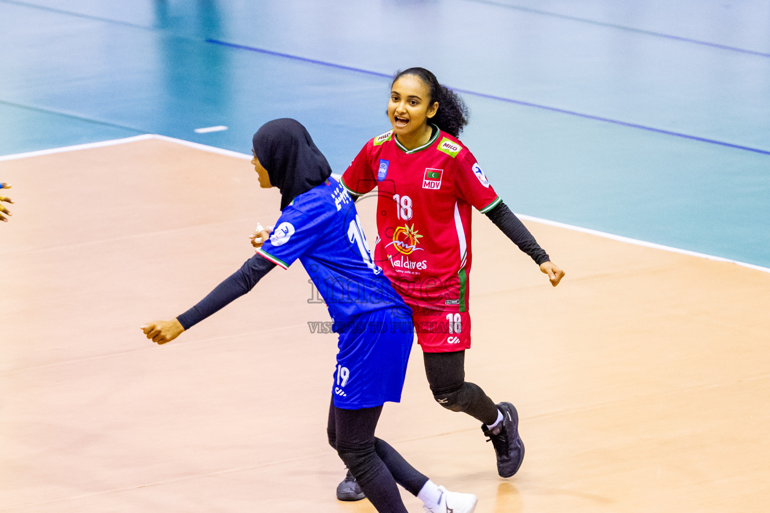 Maldives vs Sri Lanka in Day 2 of CAVA U20 Woman's Volleyball Championship 2024 was held in Social Center, Male', Maldives on 19th July 2024. Photos: Nausham Waheed / images.mv