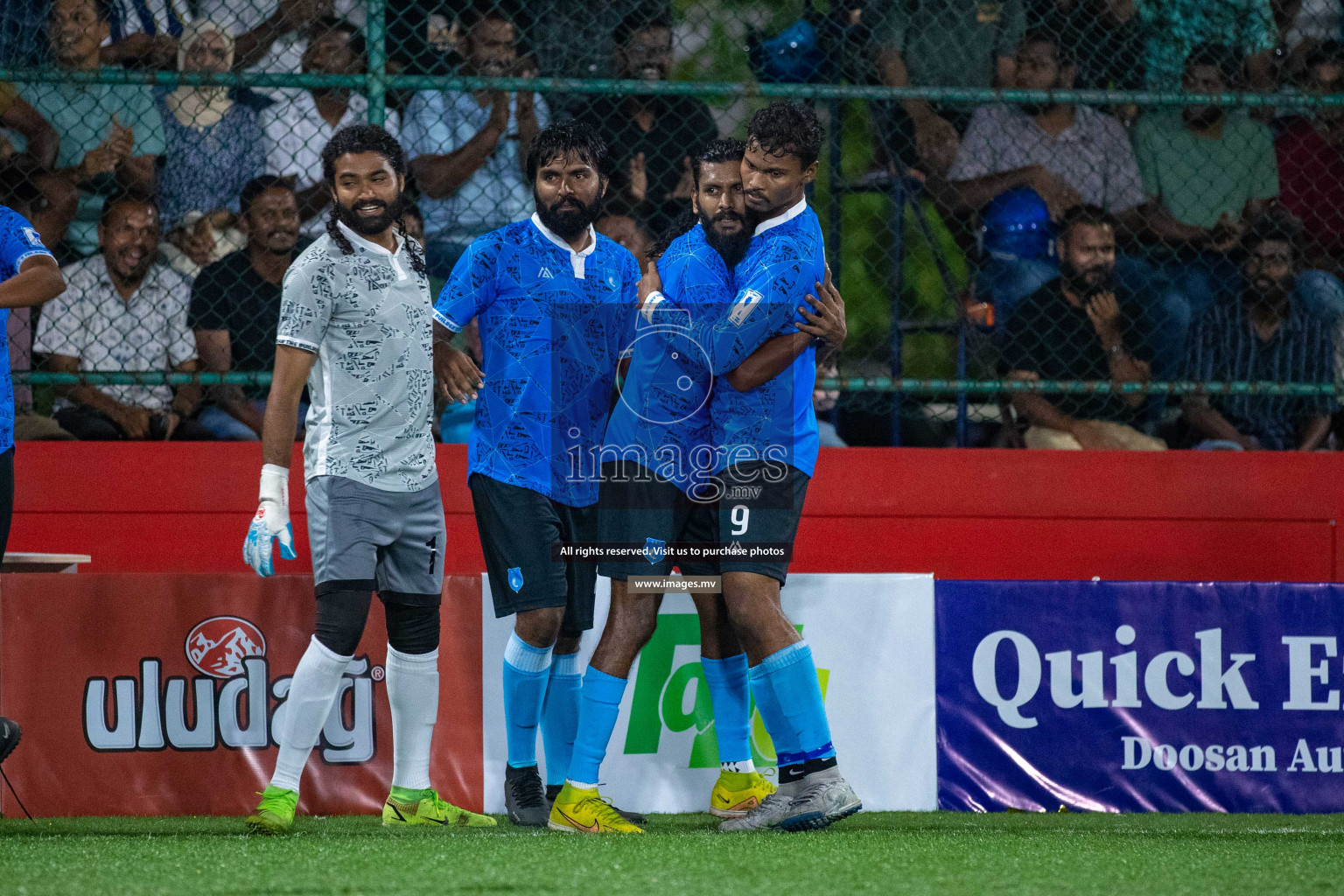 R. Alifushi vs R. Innamaadhoo in Day 7 of Golden Futsal Challenge 2023 on 11 February 2023 in Hulhumale, Male, Maldives