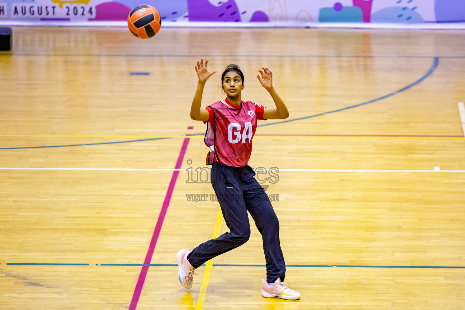 Day 8 of 25th Inter-School Netball Tournament was held in Social Center at Male', Maldives on Sunday, 18th August 2024. Photos: Nausham Waheed / images.mv