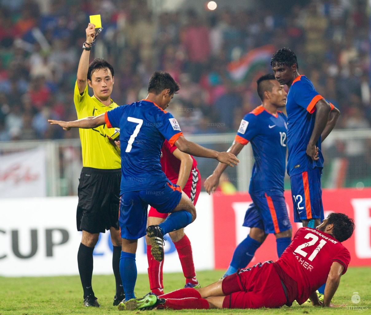 India vs Afghanistan in the final of SAFF Suzuki Cup held in Thiruvananthapuram, India, Sunday, January. 03, 2015.  (Images.mv Photo/ Mohamed Ahsan).