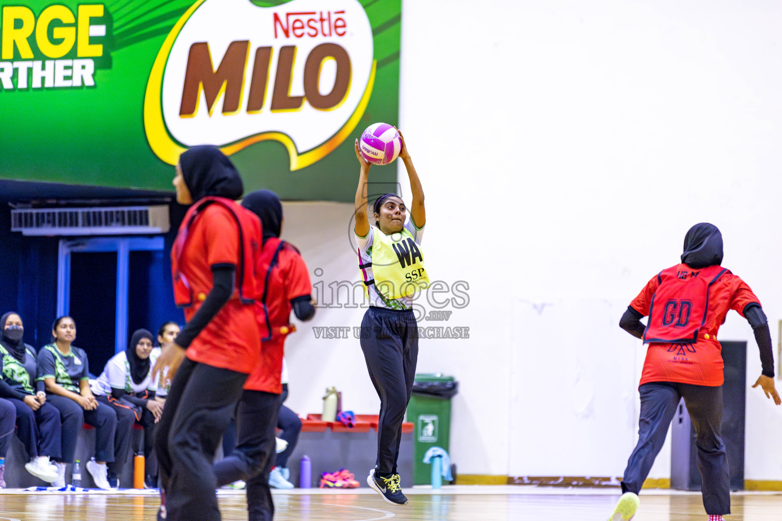 Club Matrix vs Club Green Streets in Division 1 of National Netball Tournament 2025 held in Ekuveni Netball Court at Male', Maldives on Saturday, 24th May 2025. Photos: Hassan Simah / images.mv