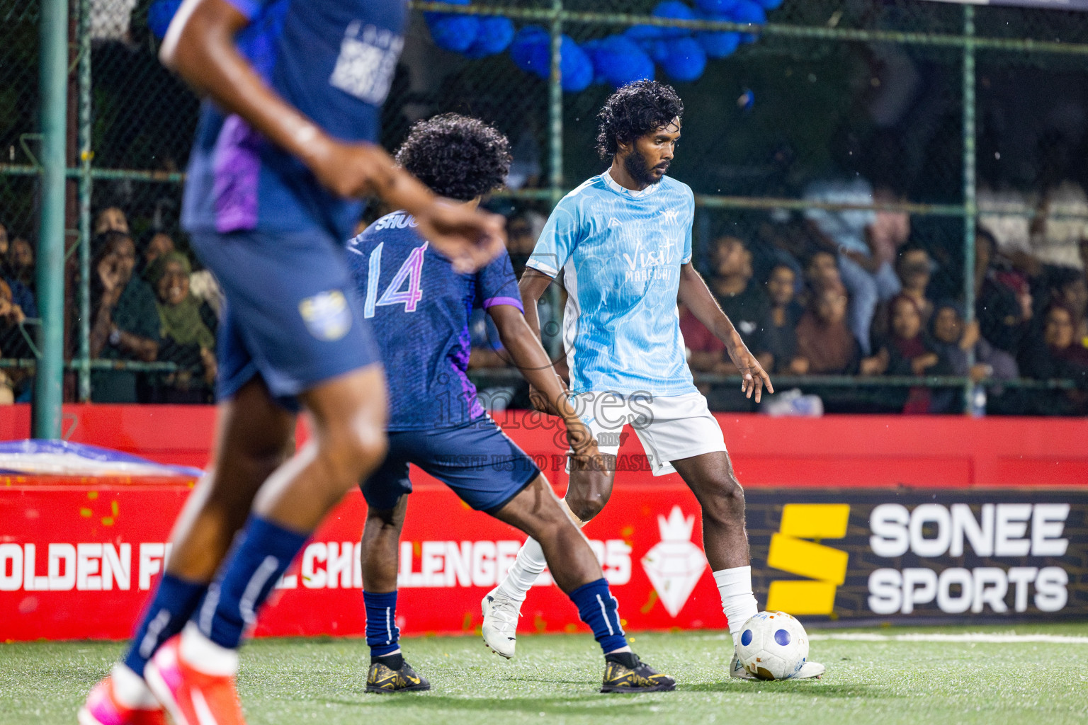 K Maafushi vs K Guraidhoo in Kaafu Atoll Semi Final in Day 24 of Golden Futsal Challenge 2025 was held on Tuesday , 28th January 2025, in Hulhumale', Maldives. Photos: Nausham Waheed / images.mv