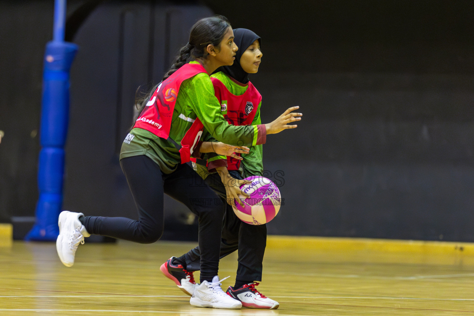 Fionti A Team vs Netkids B in Day 3 of 3rd Netball Junior Championship, held at Social Center on Wednesday 22nd January 2025 . Photos: Shuu Abdul Sattar / images.mv