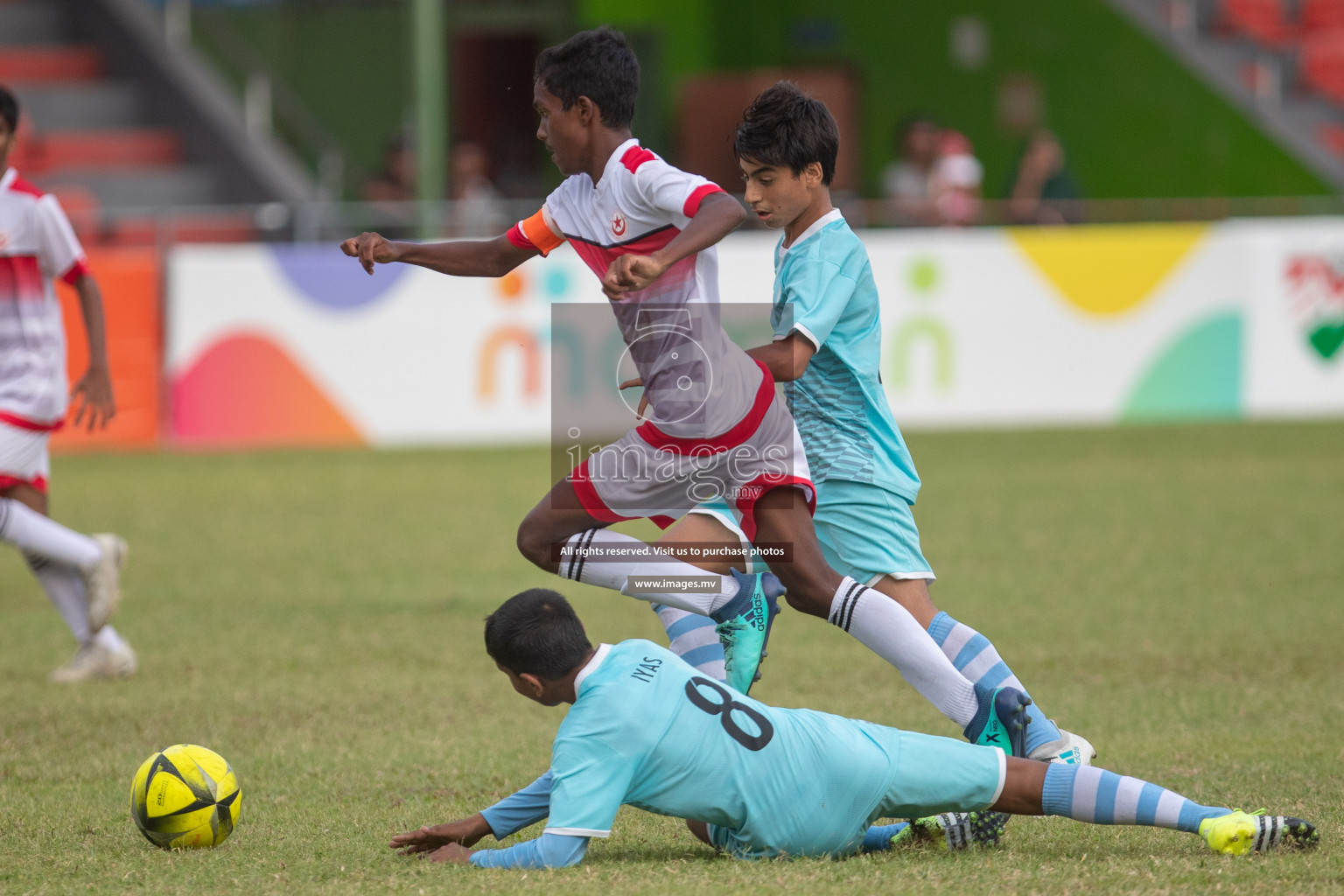 Rehendhi School vs Iskandhar School Mamen Inter-School Football Tournament 2019 (U15) on 10th March 2019, in Male' Maldives (Images.mv Photo: Suadh Abdul Sattar)