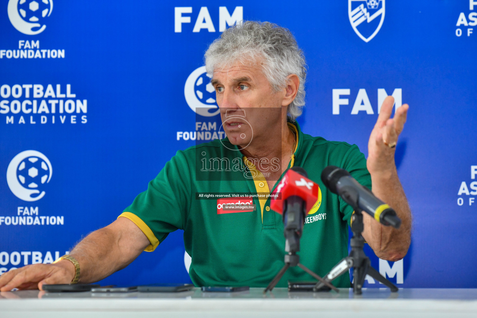 President's Cup 2023 Pre Match Press Conference held in National Football Stadium, Male', Maldives Photos: Nausham Waheed / Images.mv