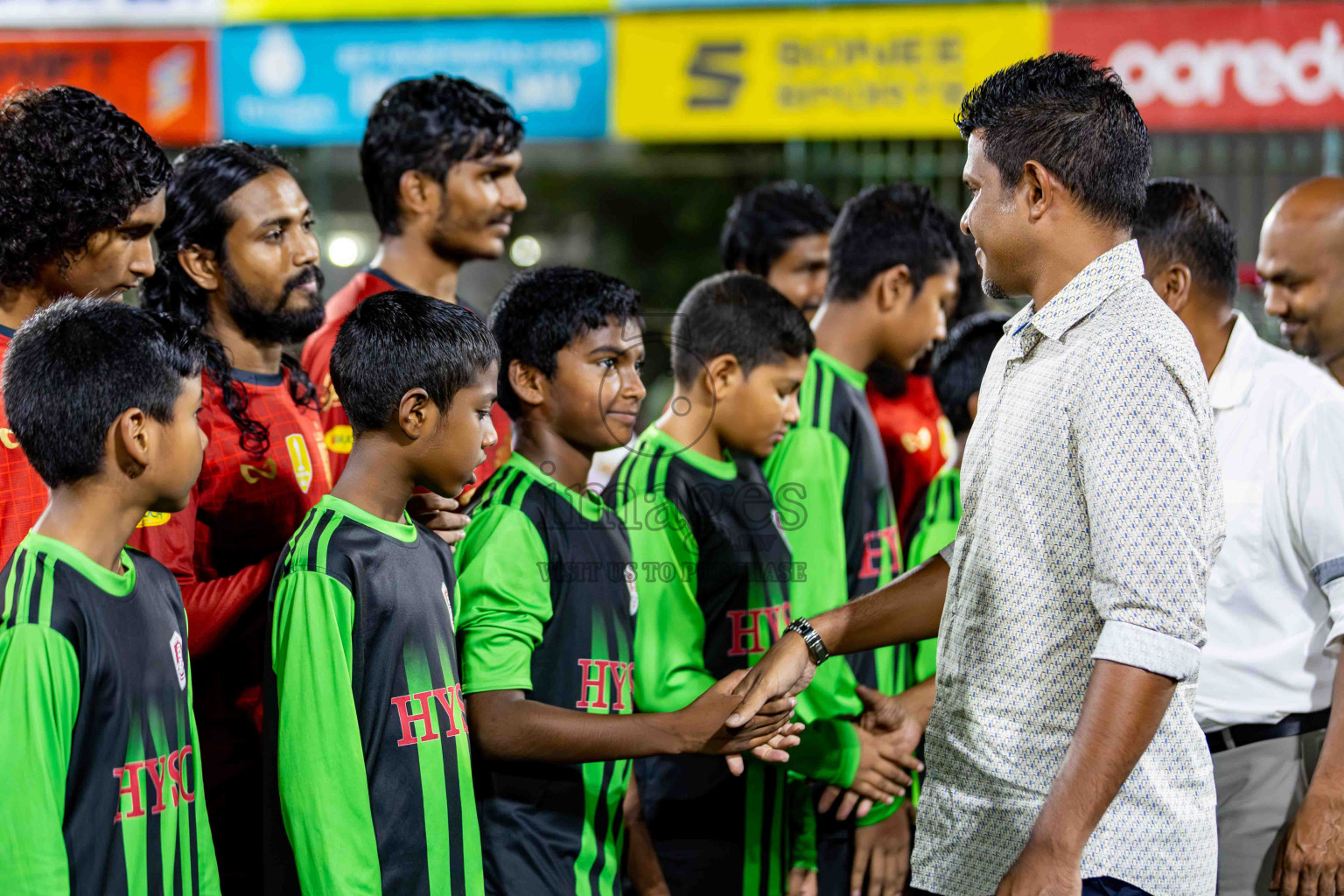 L. Gan VS B. Eydhafushi in the Finals of Golden Futsal Challenge 2024 which was held on Thursday, 7th March 2024, in Hulhumale', Maldives. 
Photos: Hassan Simah / images.mv