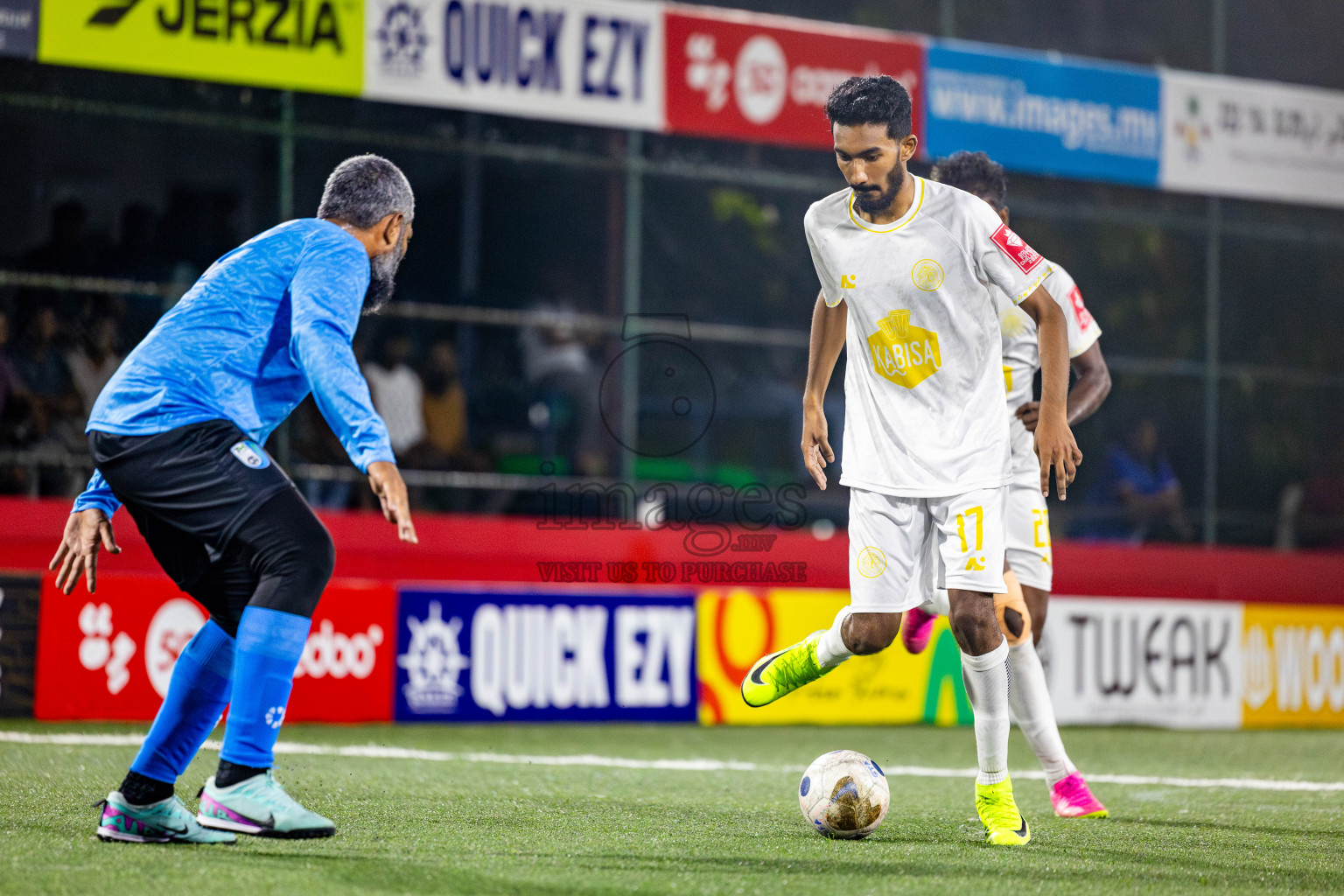 HDh Hanimaadhoo vs HDh Finey in Day 17 of Golden Futsal Challenge 2025 was held on Tuesday, 21st January 2025, in Hulhumale', Maldives. Photos: Nausham Waheed / images.mv
